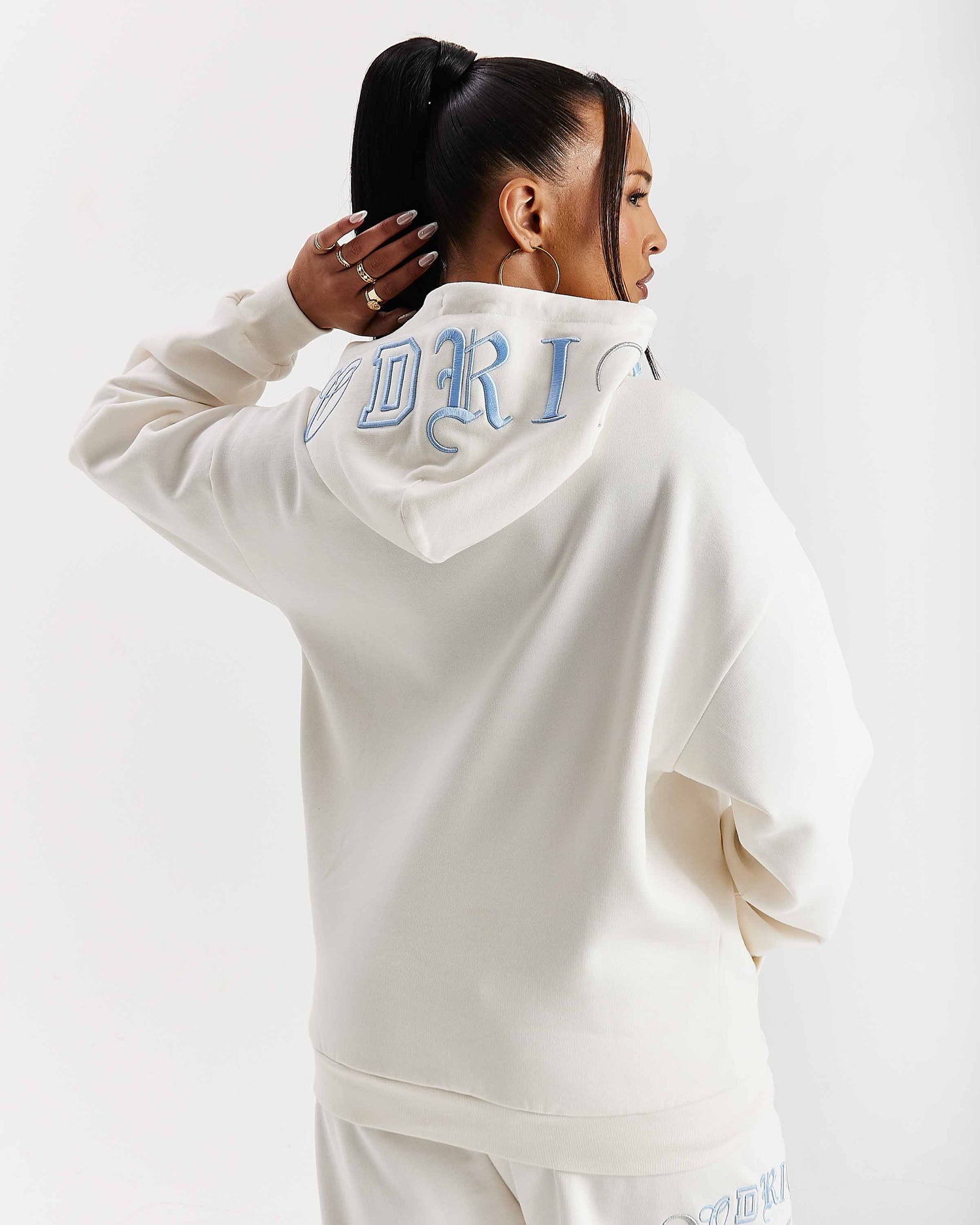 Felpa con cappuccio oversize Calor - Bianco sporco/Blu