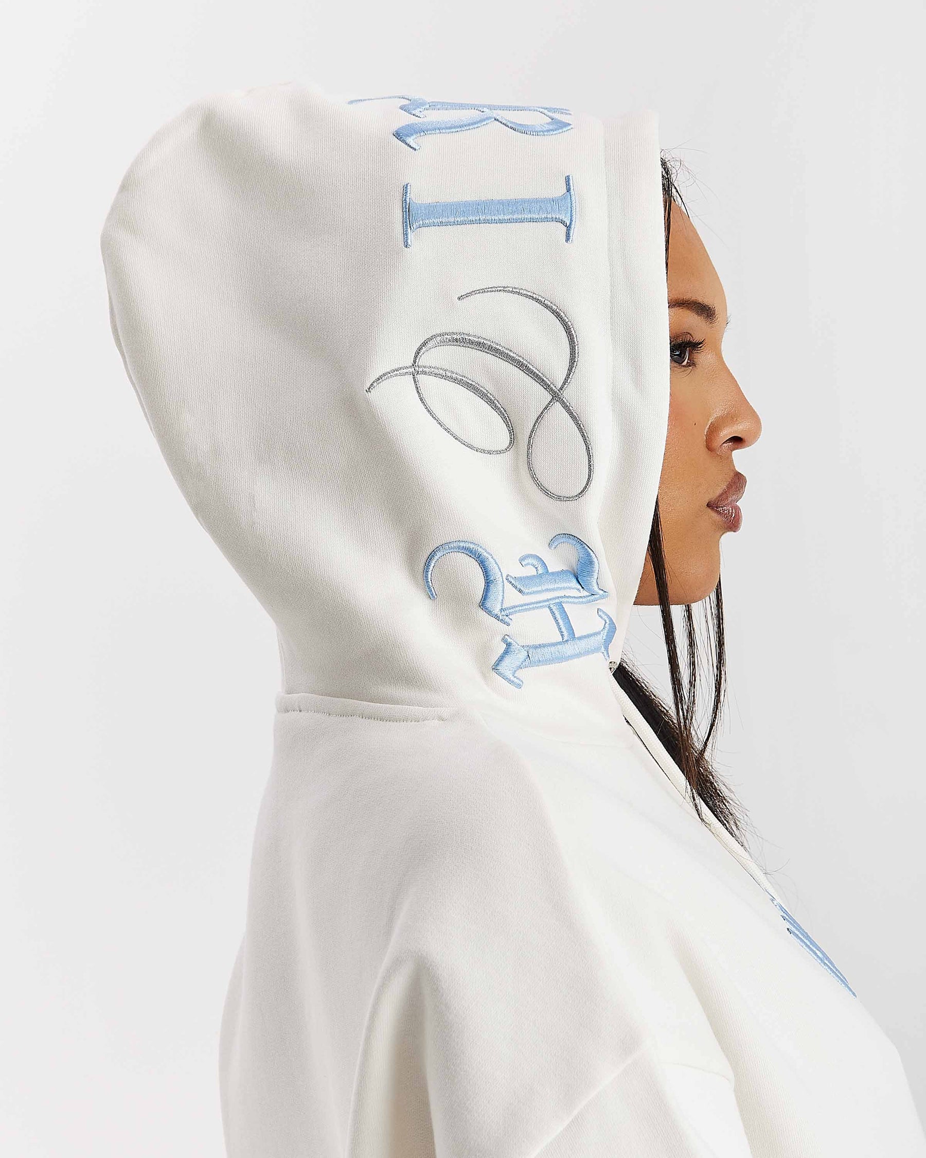 Felpa con cappuccio oversize Calor - Bianco sporco/Blu