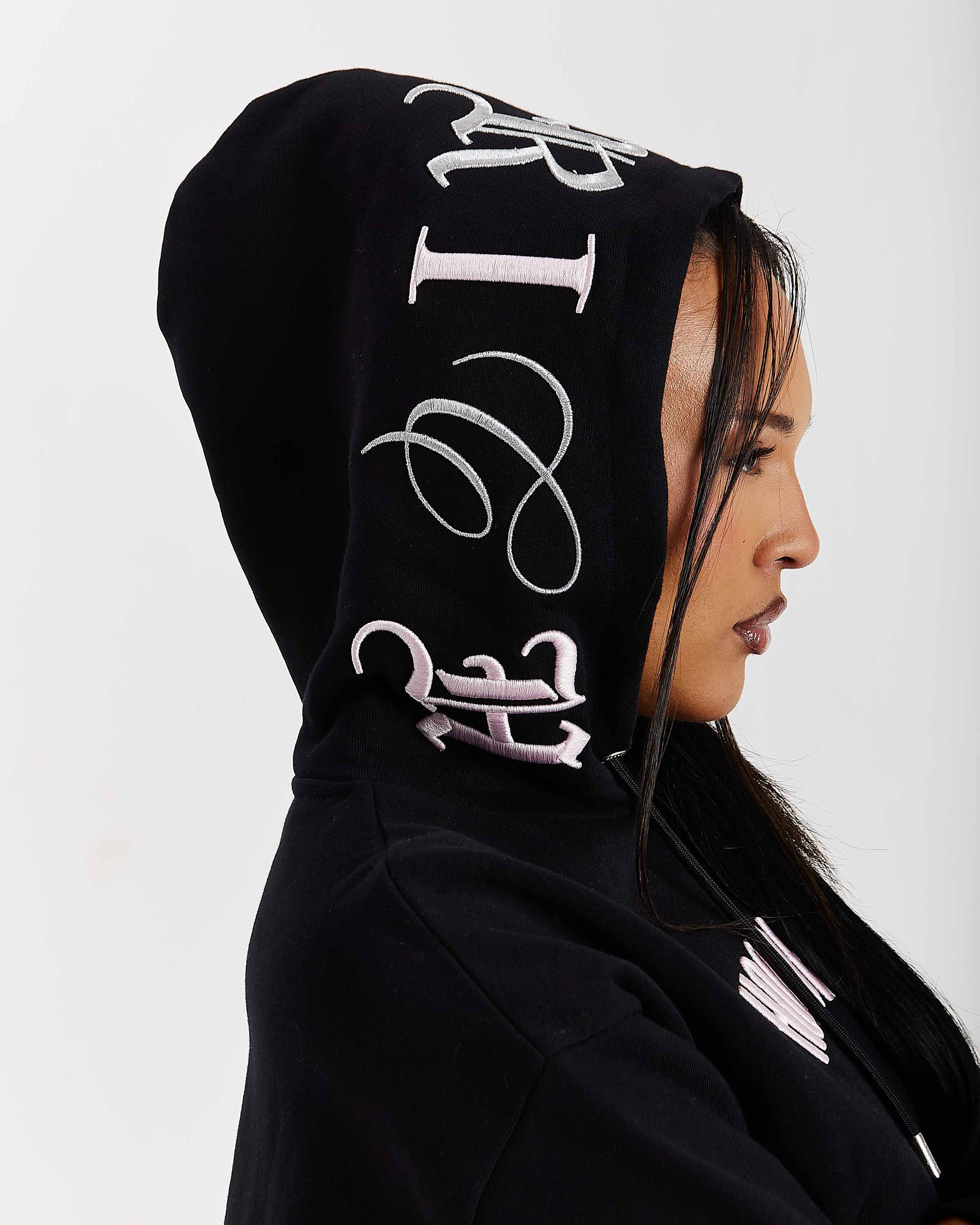Felpa con cappuccio oversize Calor - Nero/Rosa/Argento