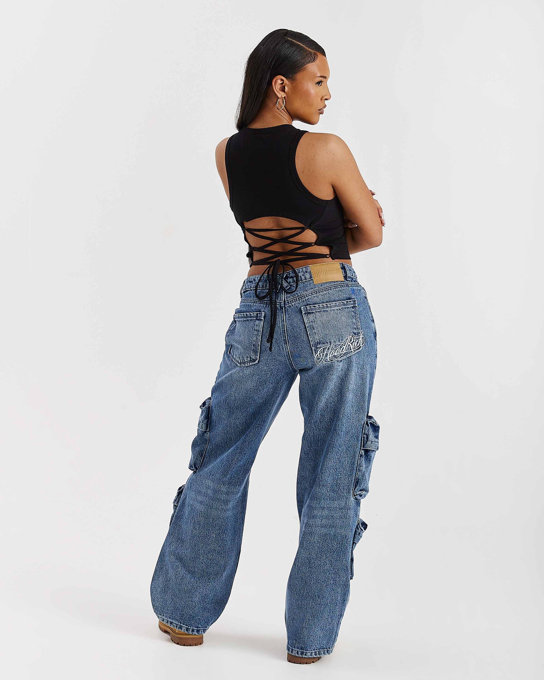 Jeans cargo a gamba larga Token - Blu medio lavato