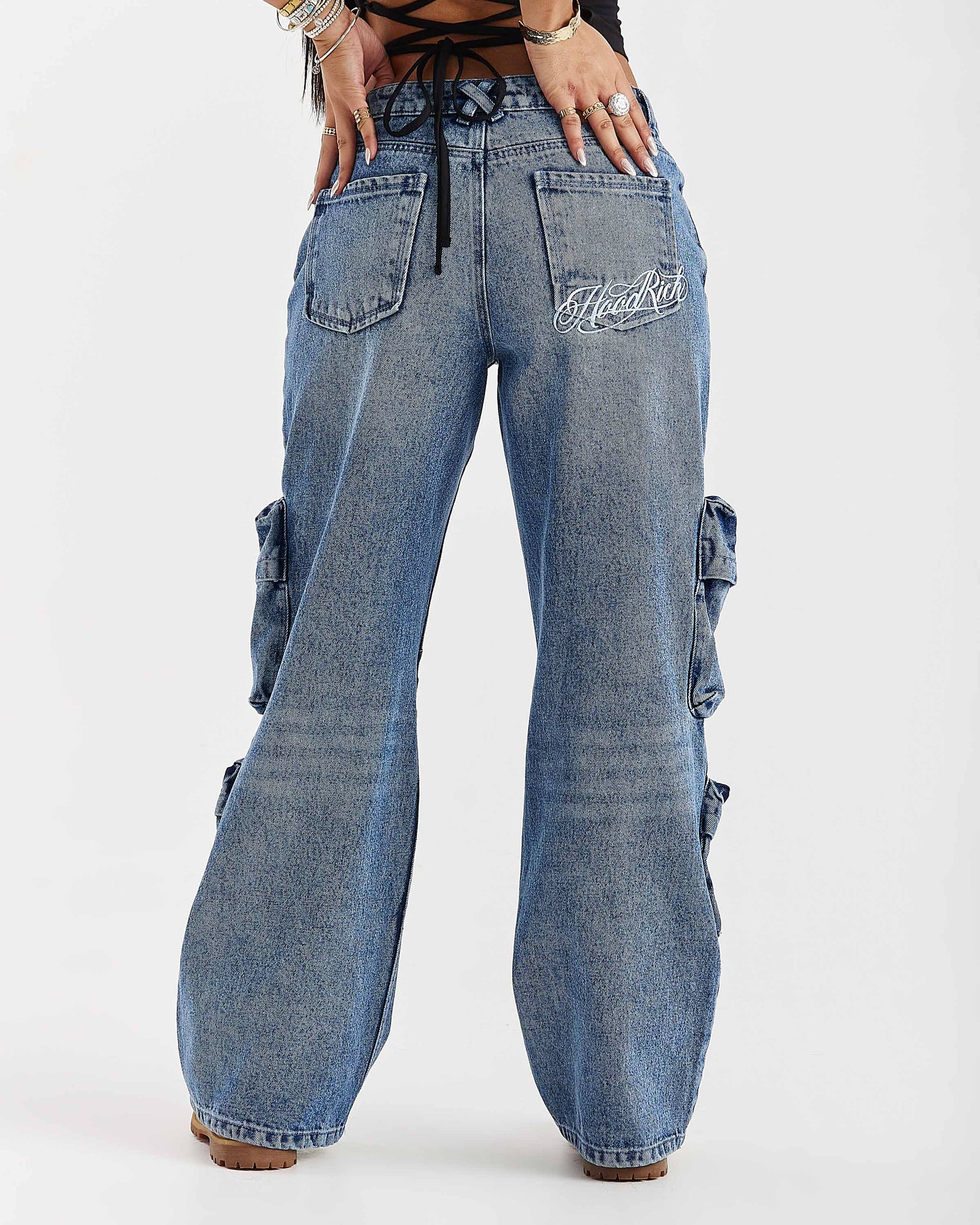 Jeans cargo a gamba larga Token - Blu medio lavato