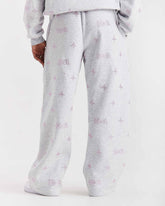 Pantaloni da jogging oversize a gamba larga Razor - Grigio chiaro/Strass