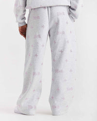 Pantaloni da jogging oversize a gamba larga Razor - Grigio chiaro/Strass