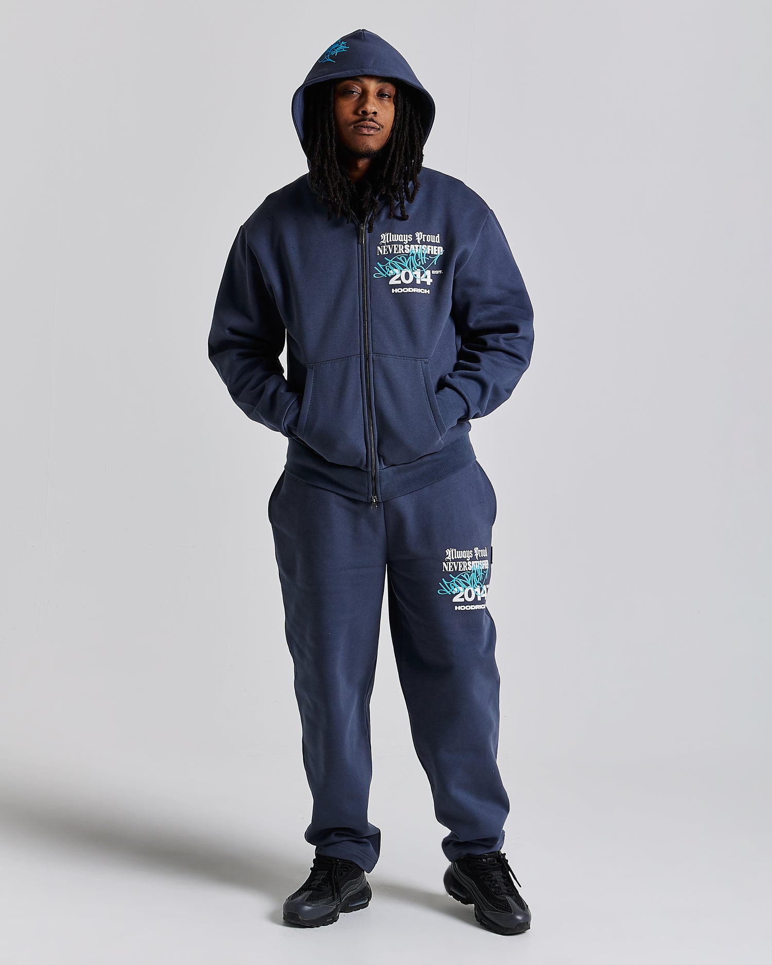 Jogger oversize con etichetta Stamp - Blu/Bianco