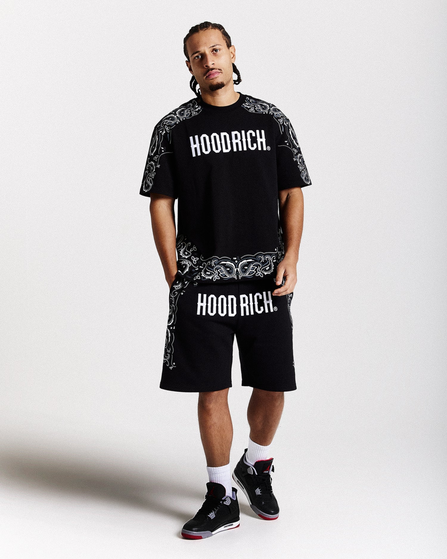 Motif Oversized T-Shirt - Black/White/Grey