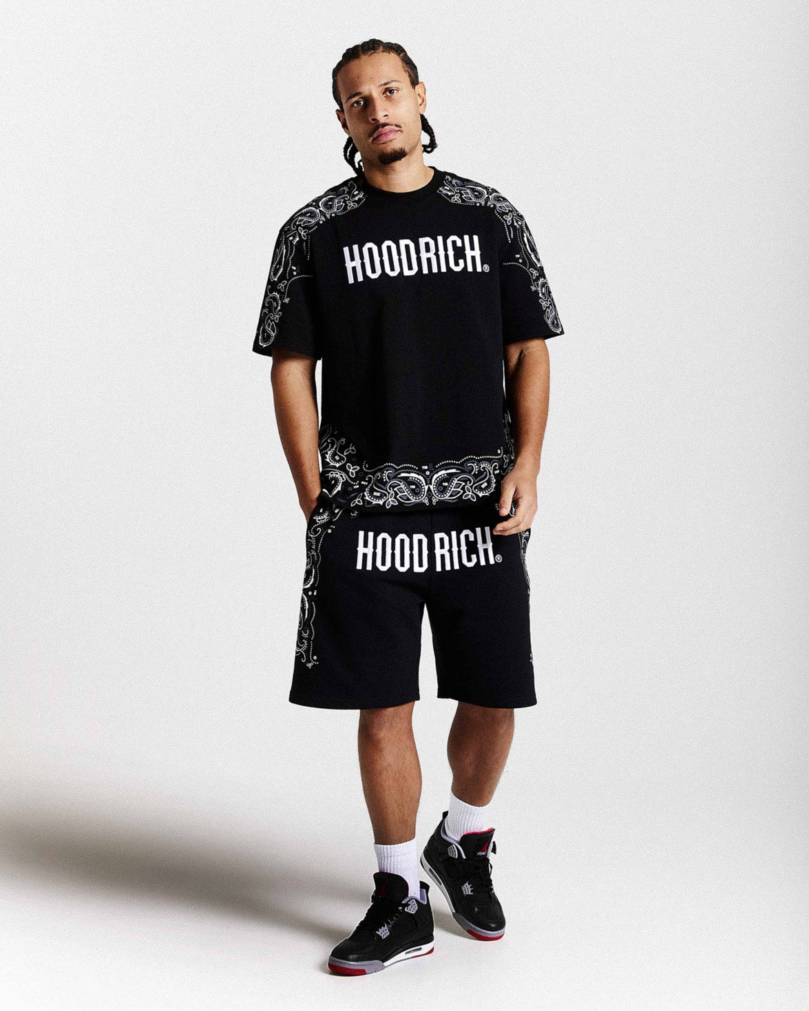 Motif Oversized T-Shirt - Black/White/Grey