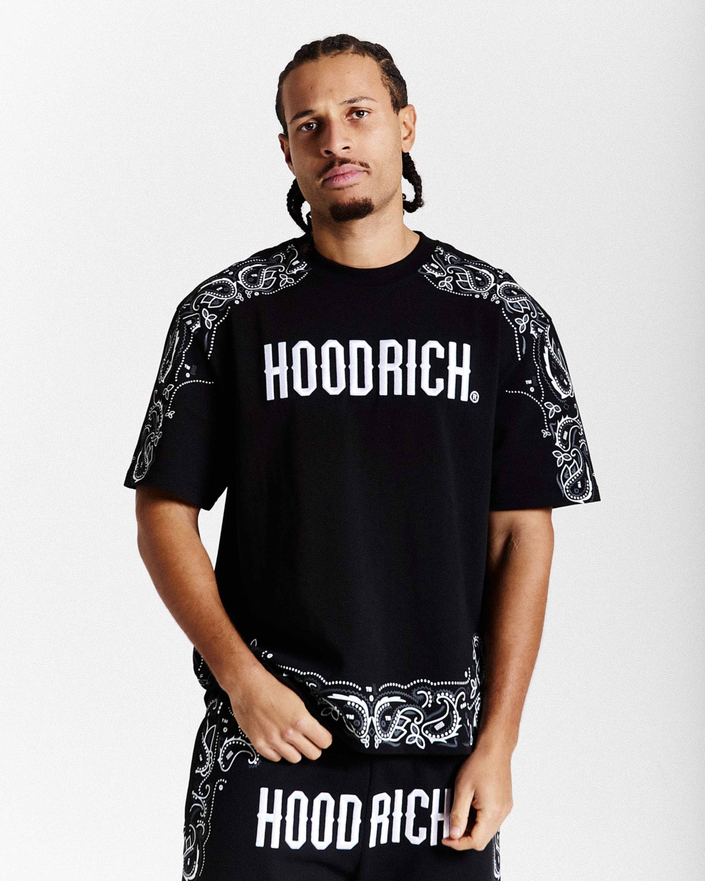 T-shirt oversize con motivo - Nero/Bianco/Grigio