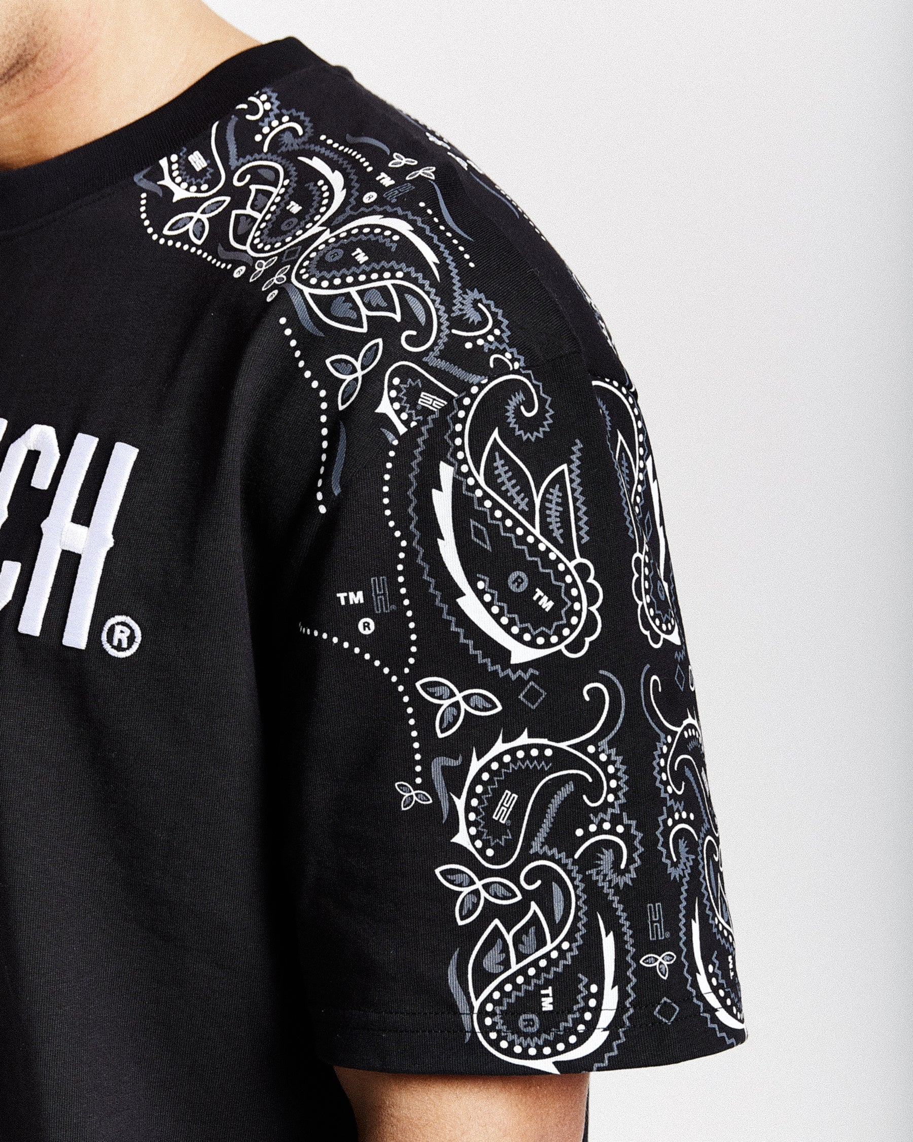 Motif Oversized T-Shirt - Black/White/Grey