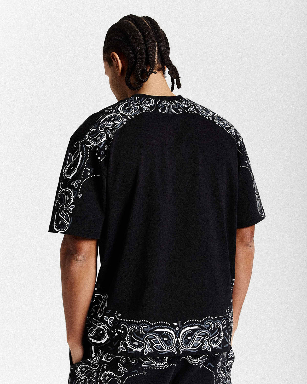 T-shirt oversize con motivo - Nero/Bianco/Grigio