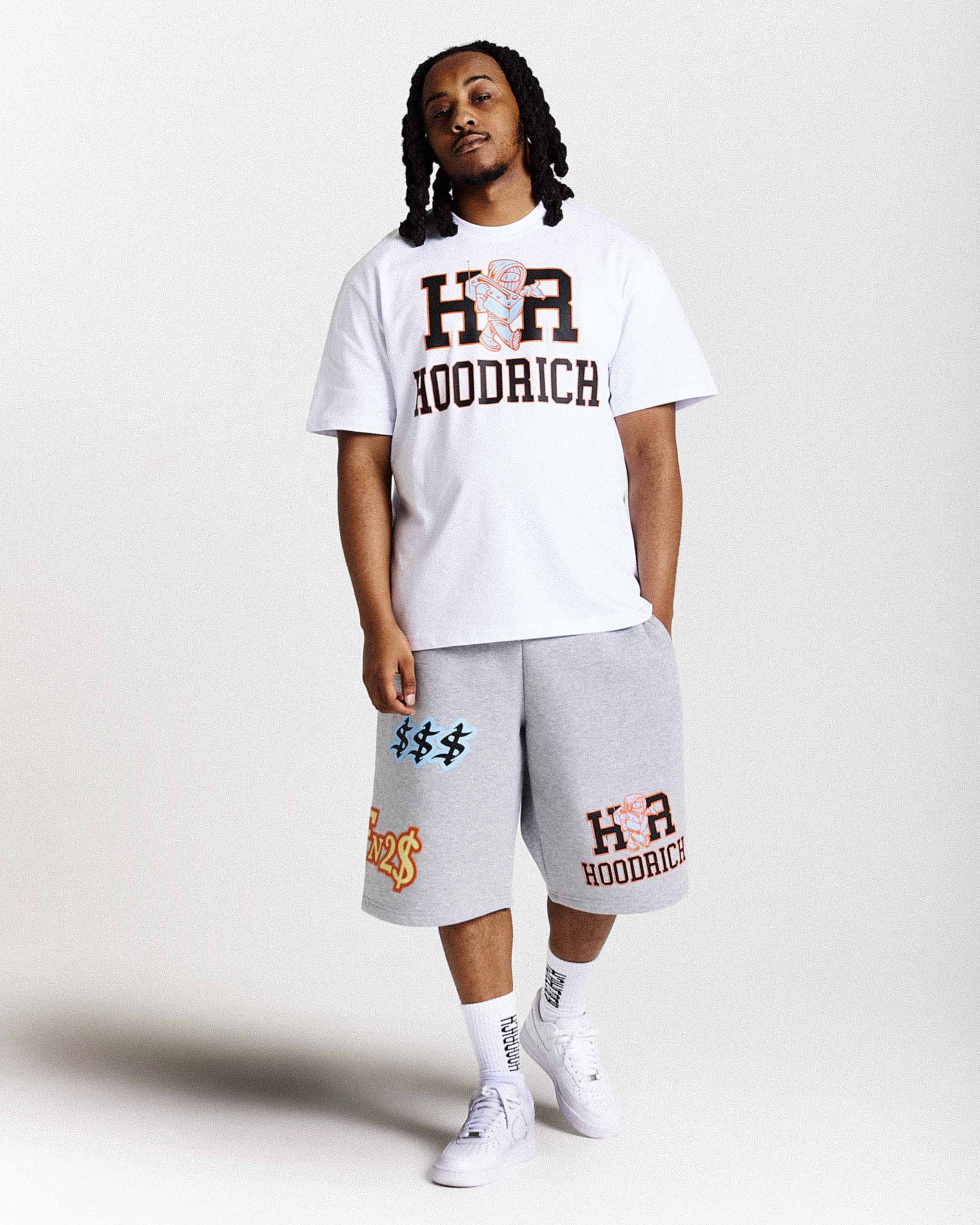 Pantaloncini oversize Loony - Grigio scuro/Bianco