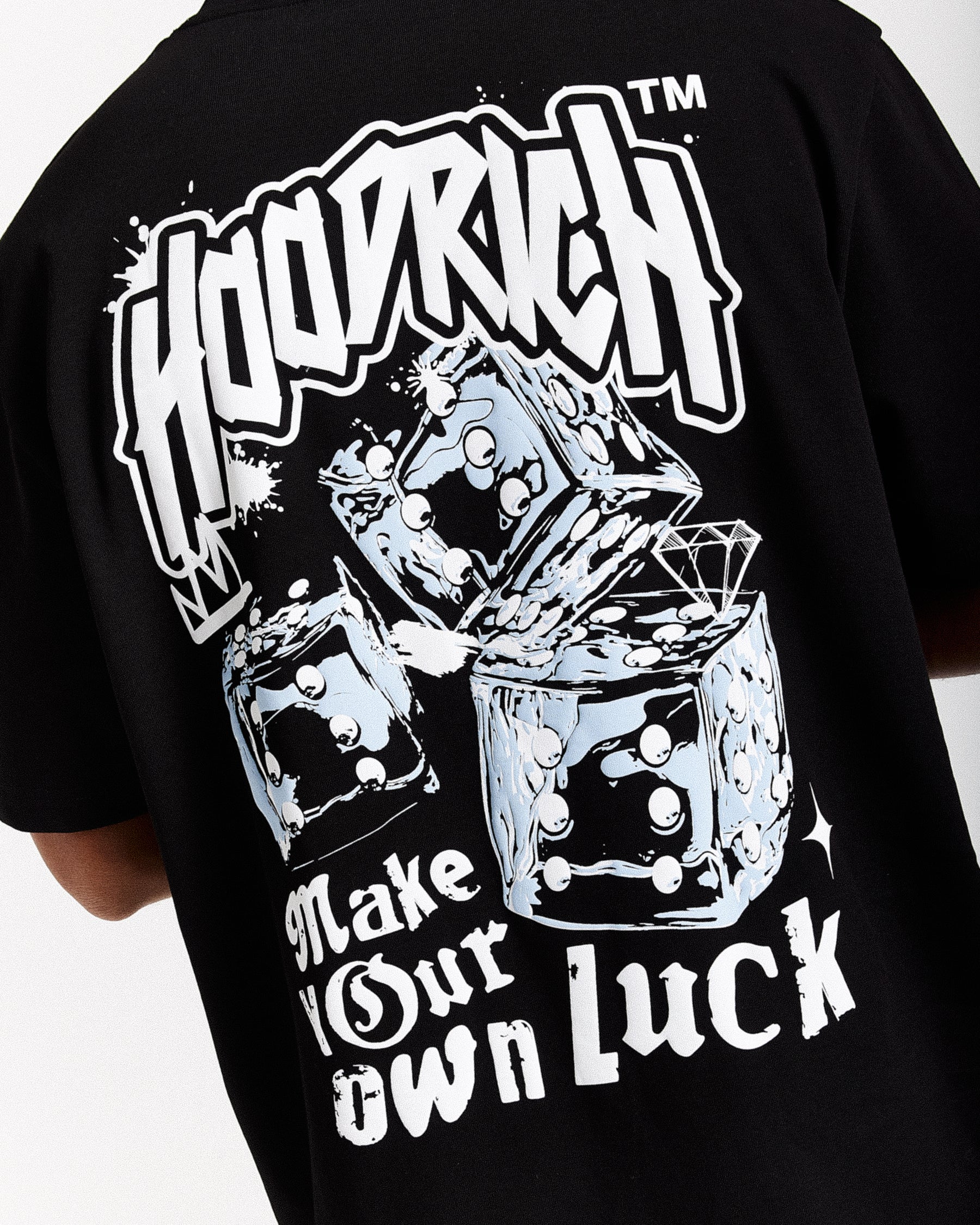 Fortune Oversized T-Shirt - Black/White/Blue