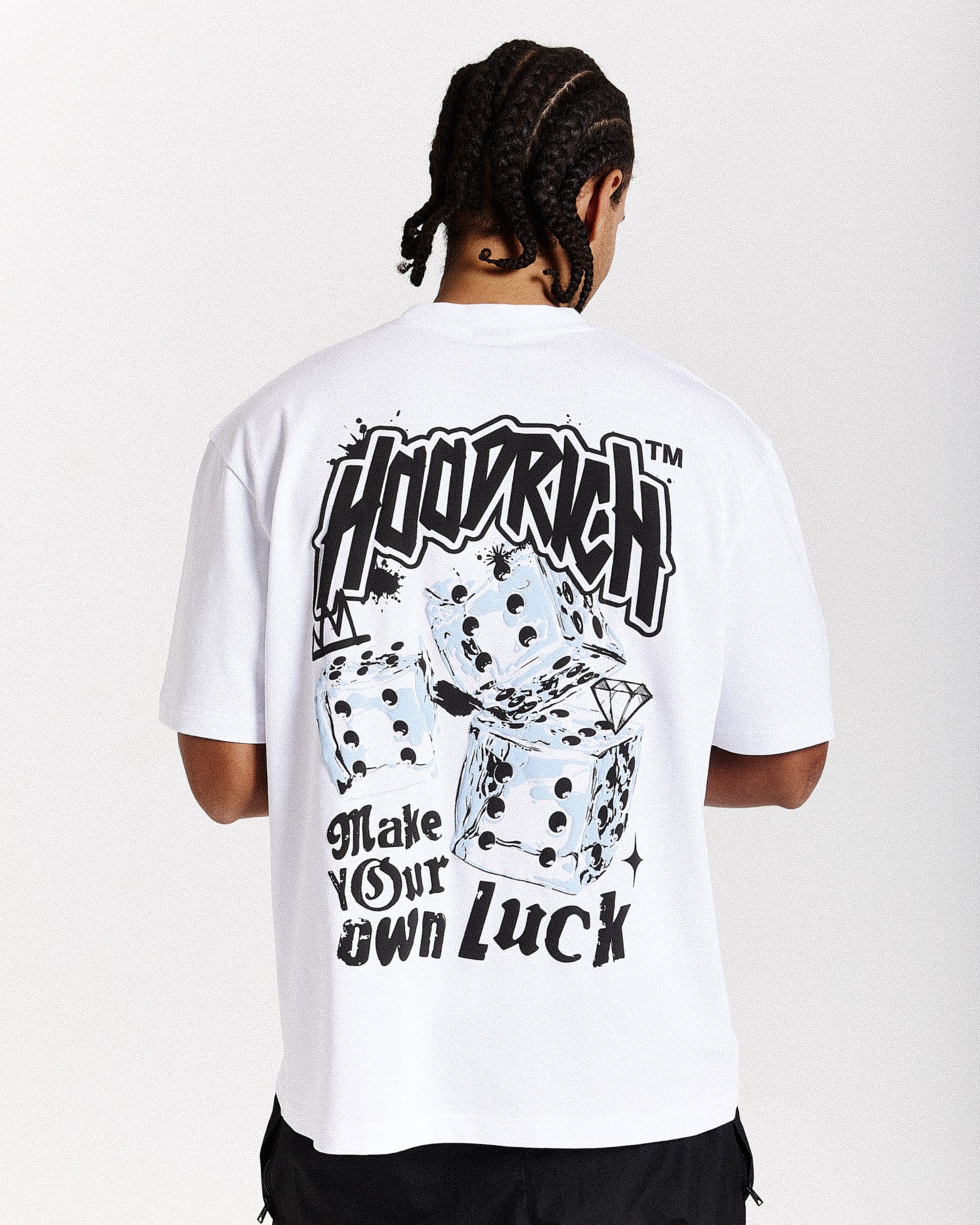 Fortune Oversized T-Shirt - White/Black/Blue