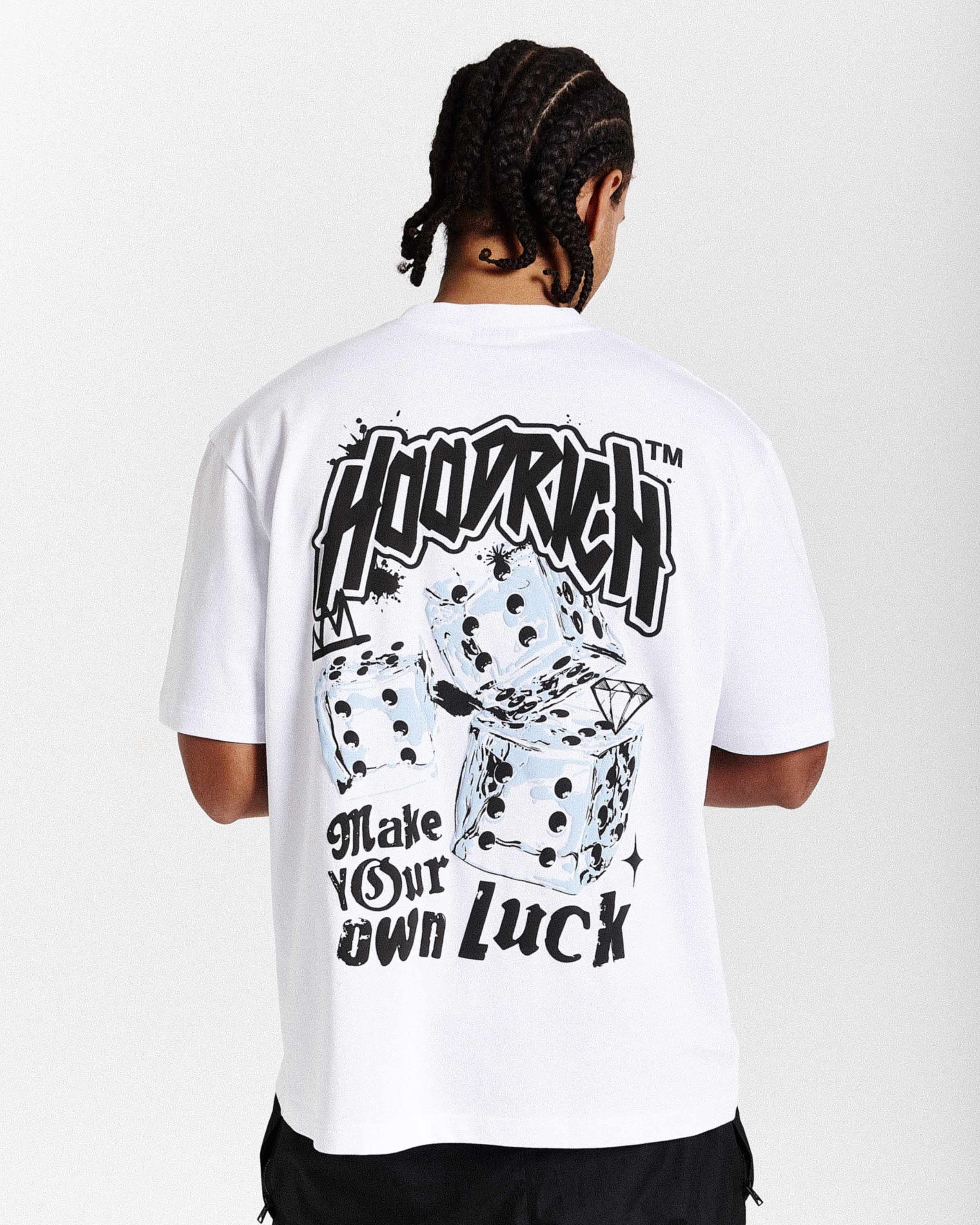 T-shirt oversize Fortune - Bianco/Nero/Blu