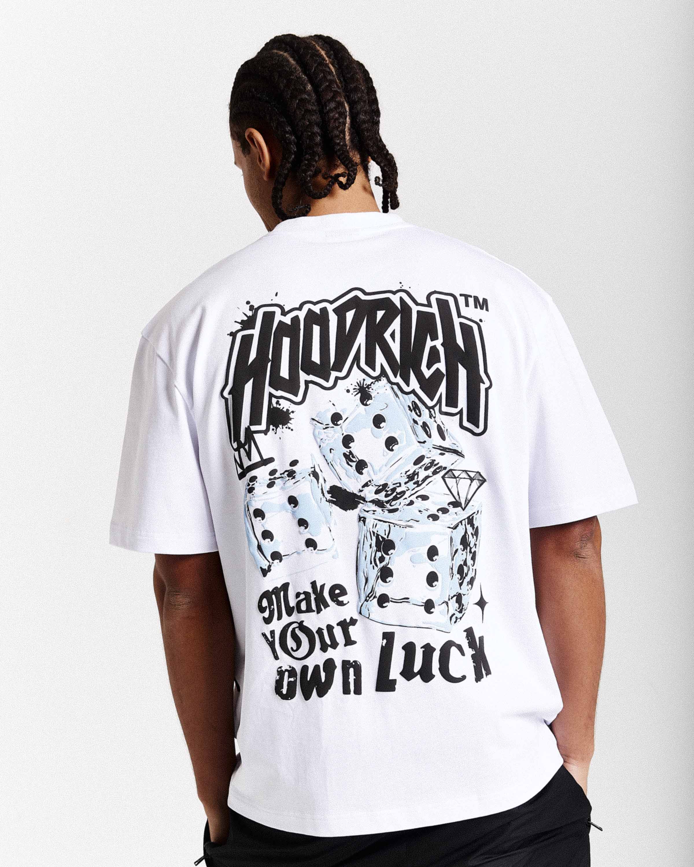 T-shirt oversize Fortune - Bianco/Nero/Blu