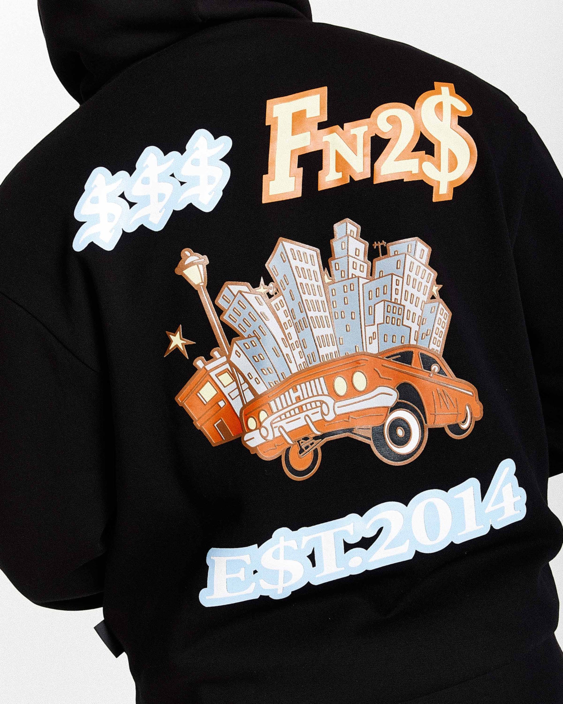 Felpa con cappuccio oversize Loony - Nero/Bianco