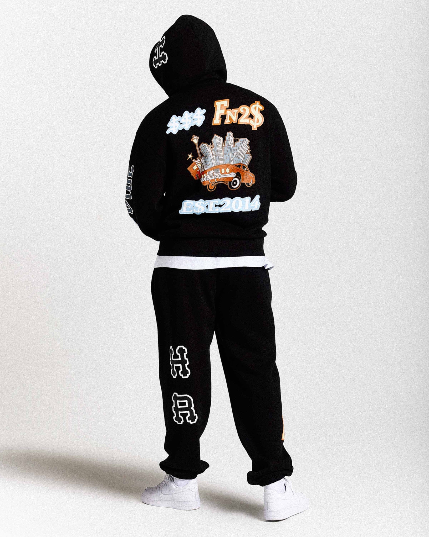 Felpa con cappuccio oversize Loony - Nero/Bianco