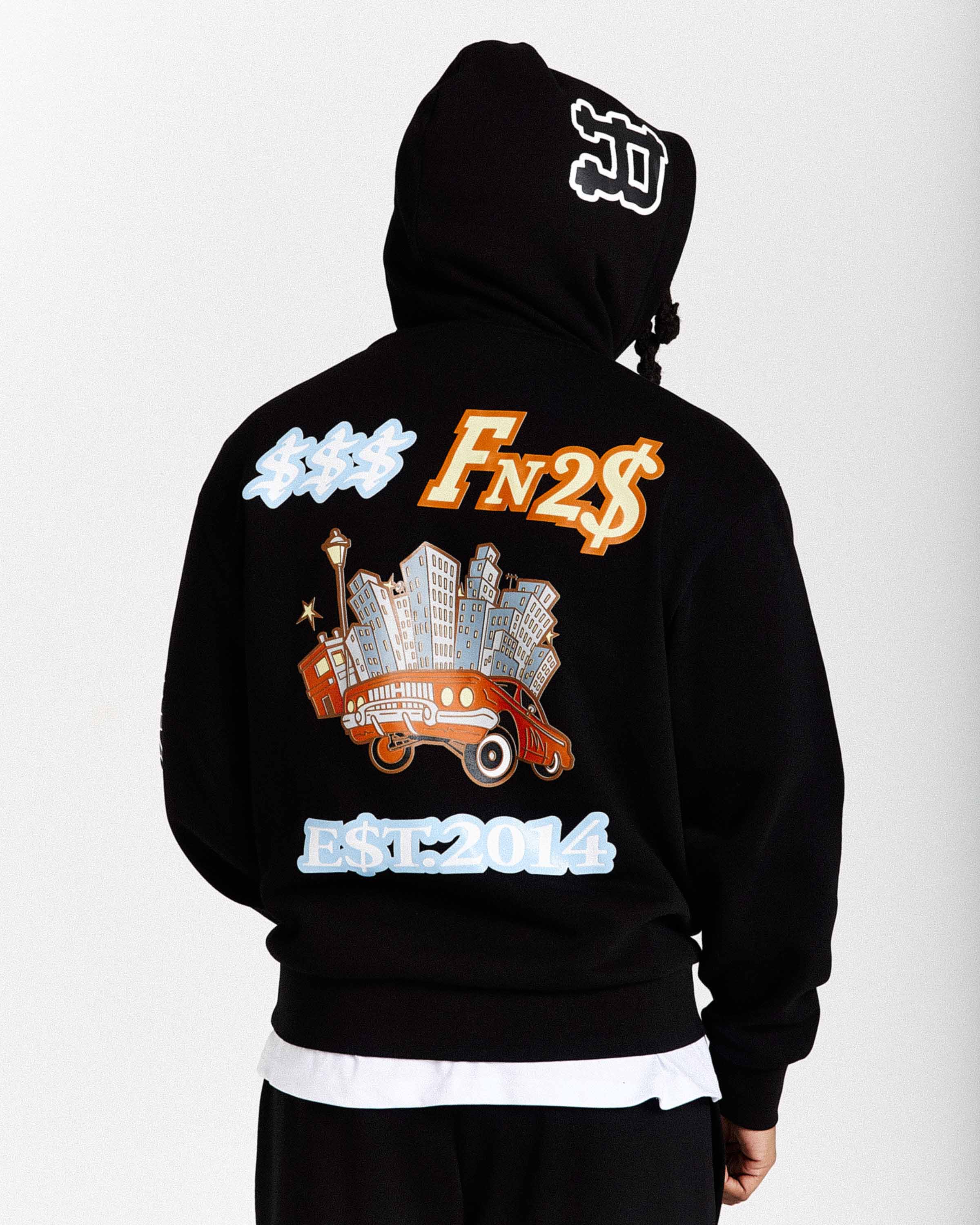 Felpa con cappuccio oversize Loony - Nero/Bianco