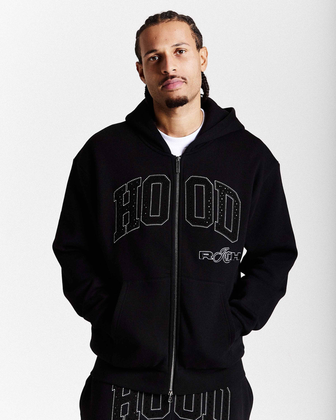 Felpa con cappuccio oversize Captain - Nero/Bianco