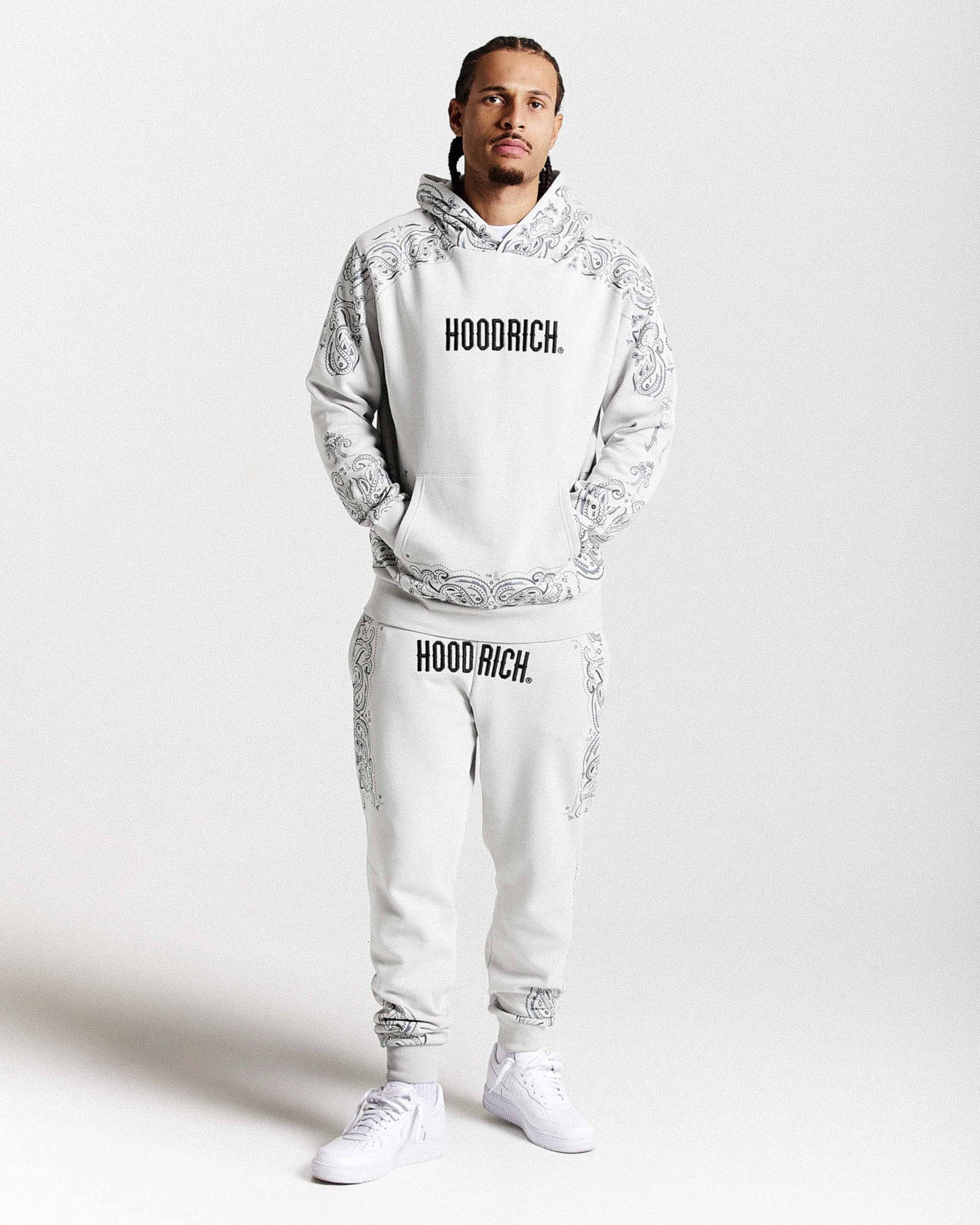 Pantaloni da jogging con motivo - Grigio chiaro/Nero