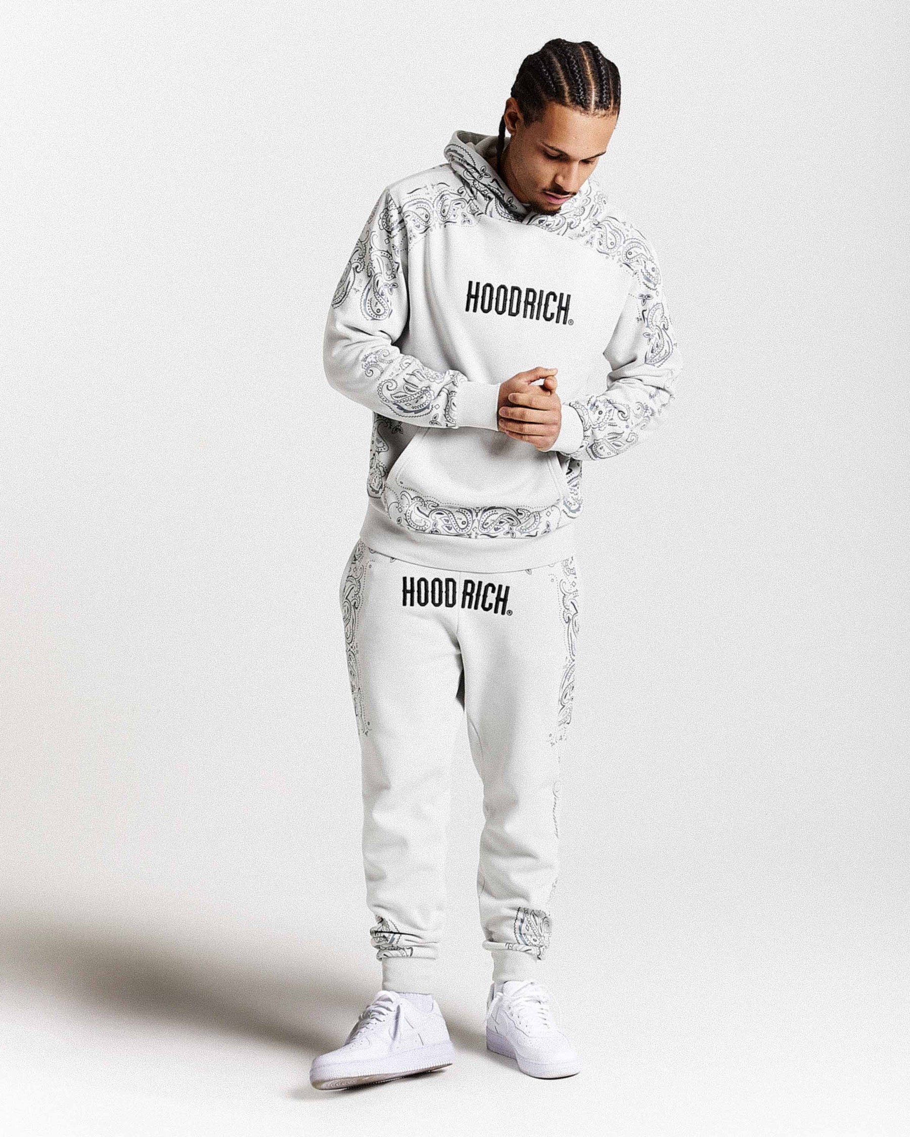 Pantaloni da jogging con motivo - Grigio chiaro/Nero