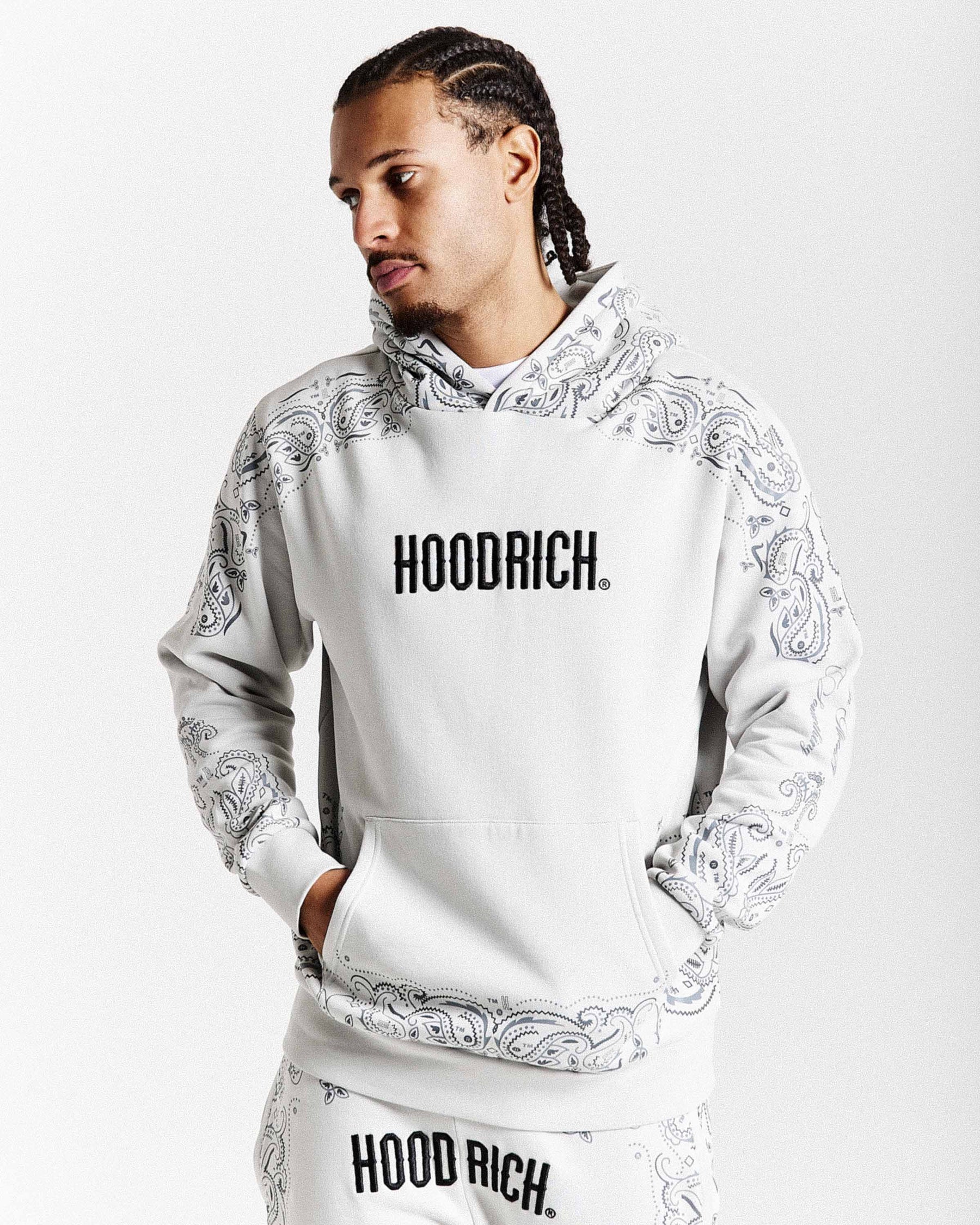 Felpa con cappuccio Motif - Grigio chiaro/Nero