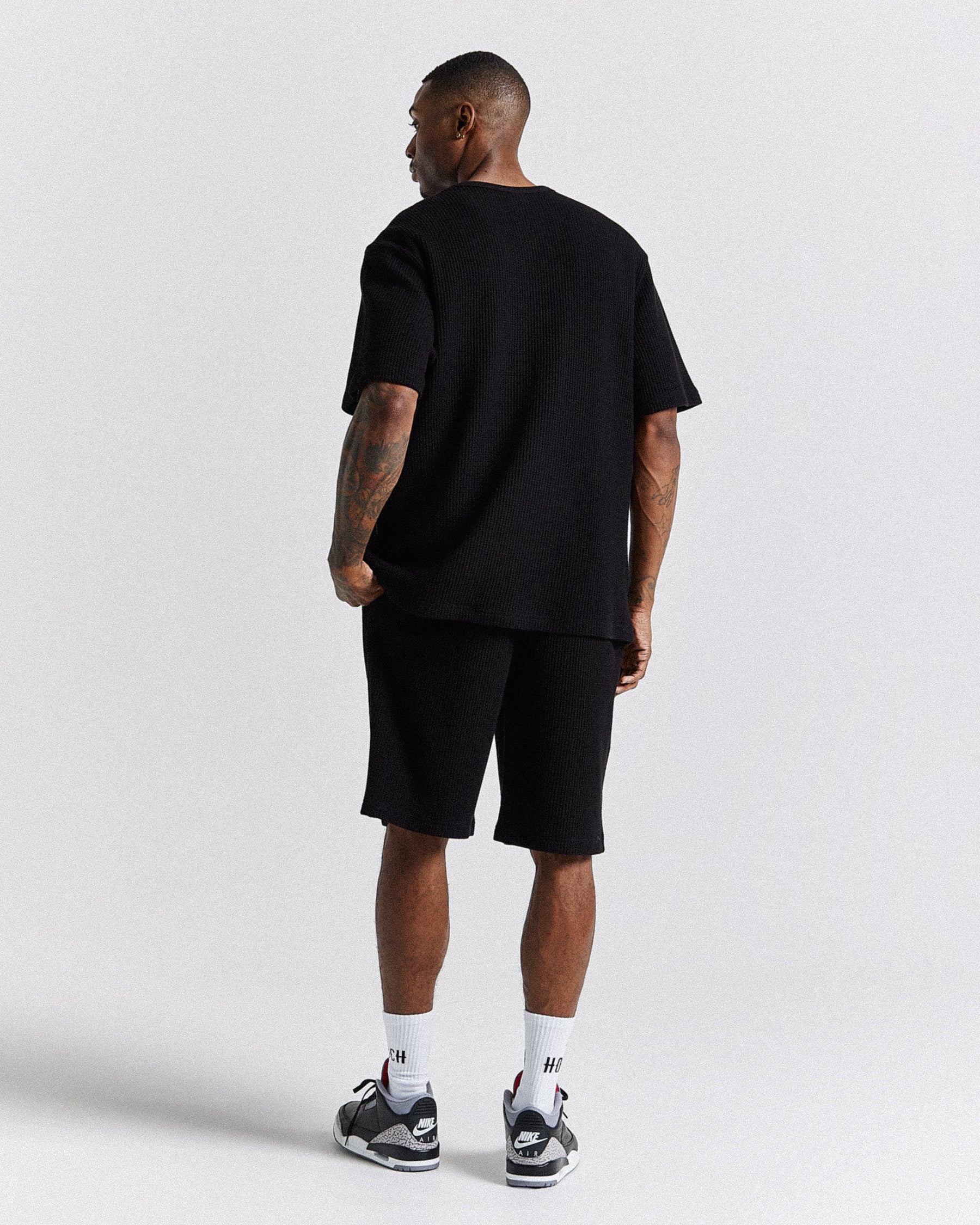 Chroma Waffle Oversized Shorts - Black/White