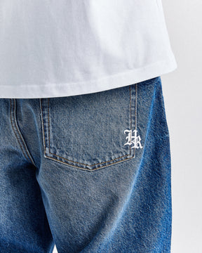 Old English Denim Short - Light Blue/White