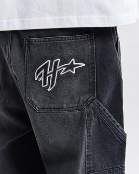H Galaxy Denim Shorts - Black
