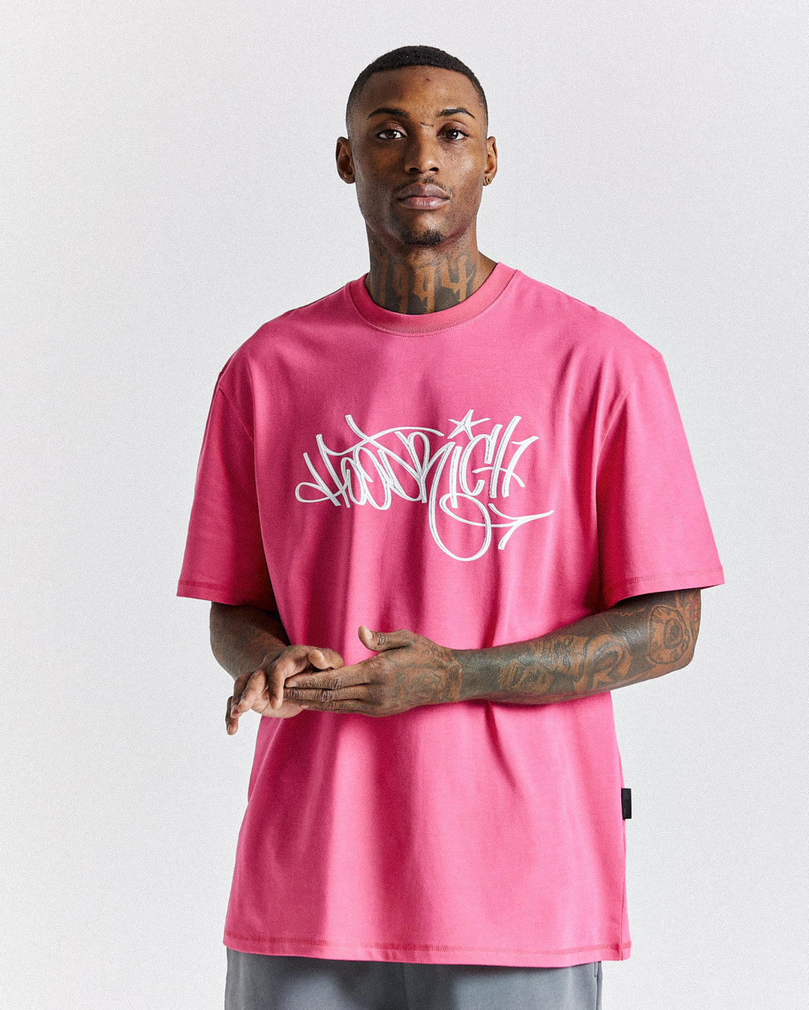 Tag Oversized T-Shirt - Pink/White