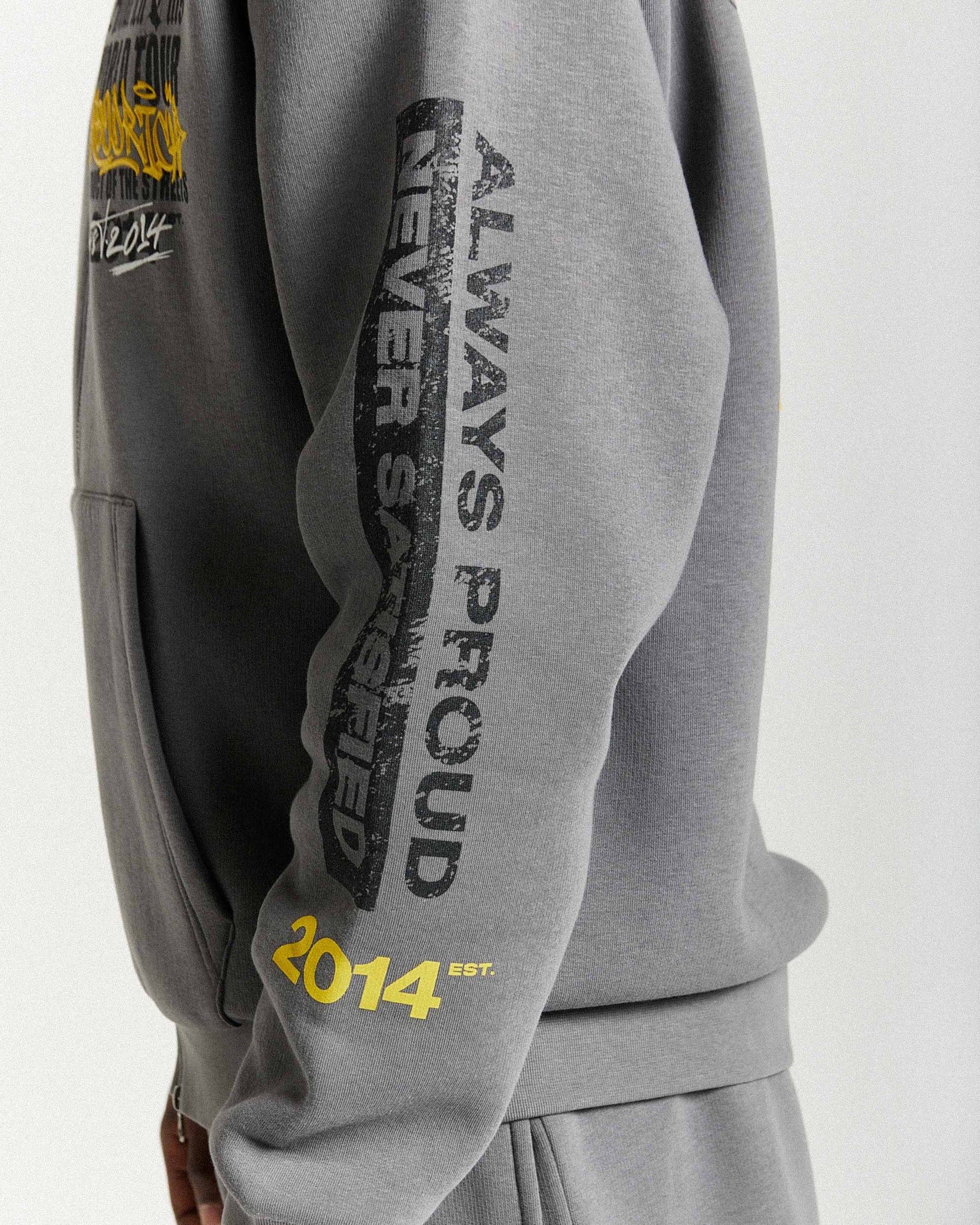 Felpa con cappuccio oversize con zip Stamp Tour - Grigio/Nero/Giallo