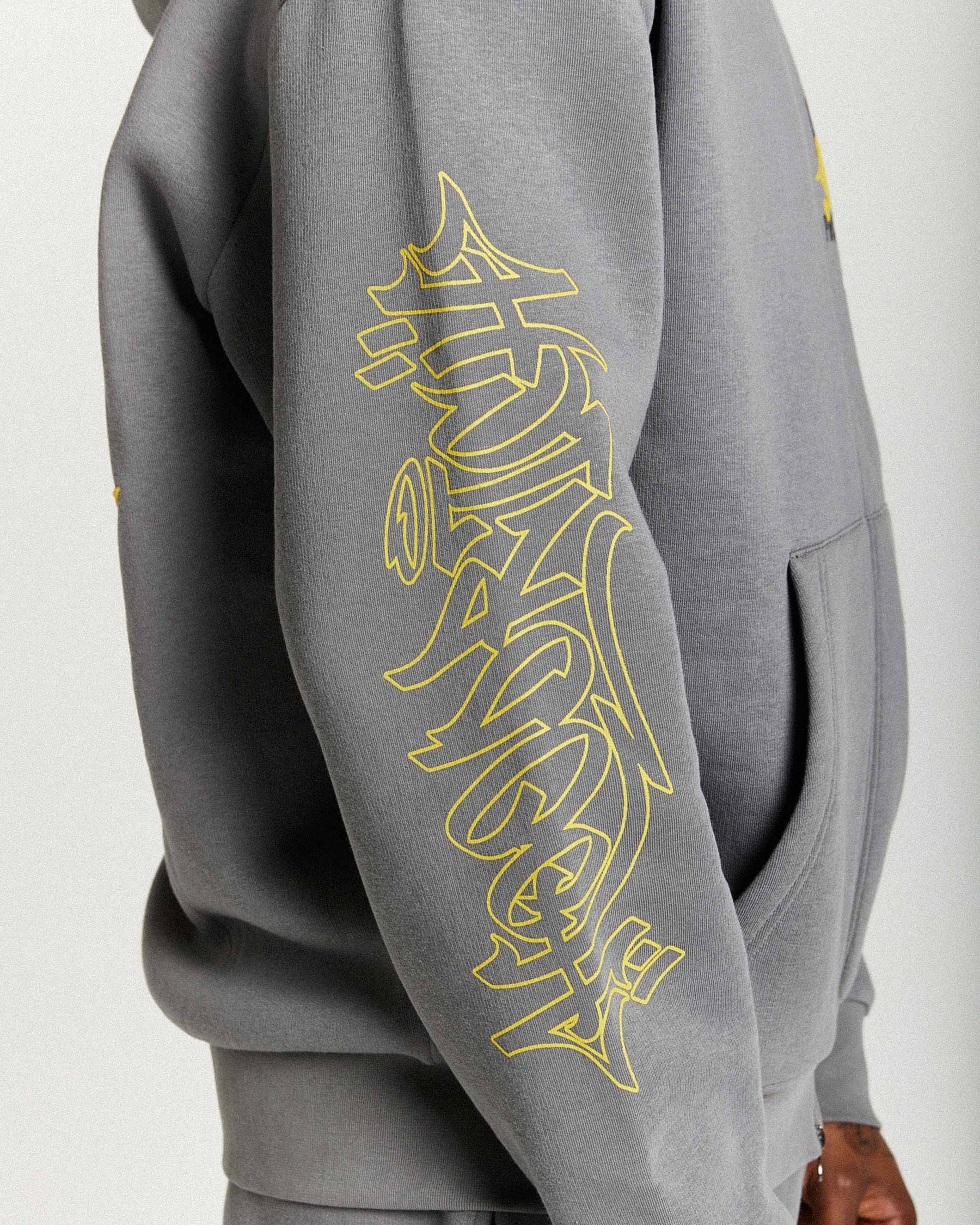 Felpa con cappuccio oversize con zip Stamp Tour - Grigio/Nero/Giallo