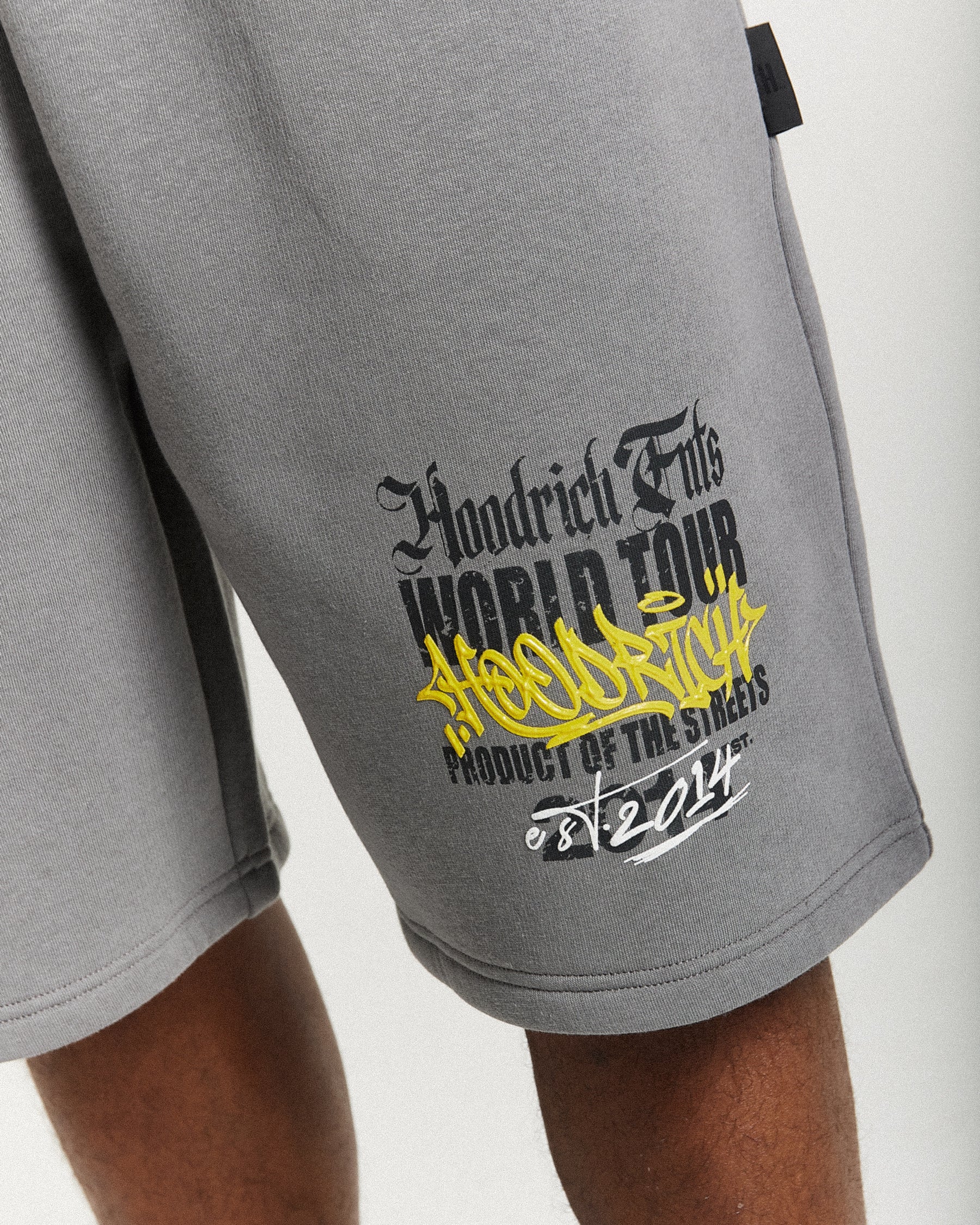 Stamp Tour Oversized Shorts - Grey/Black/Yellow