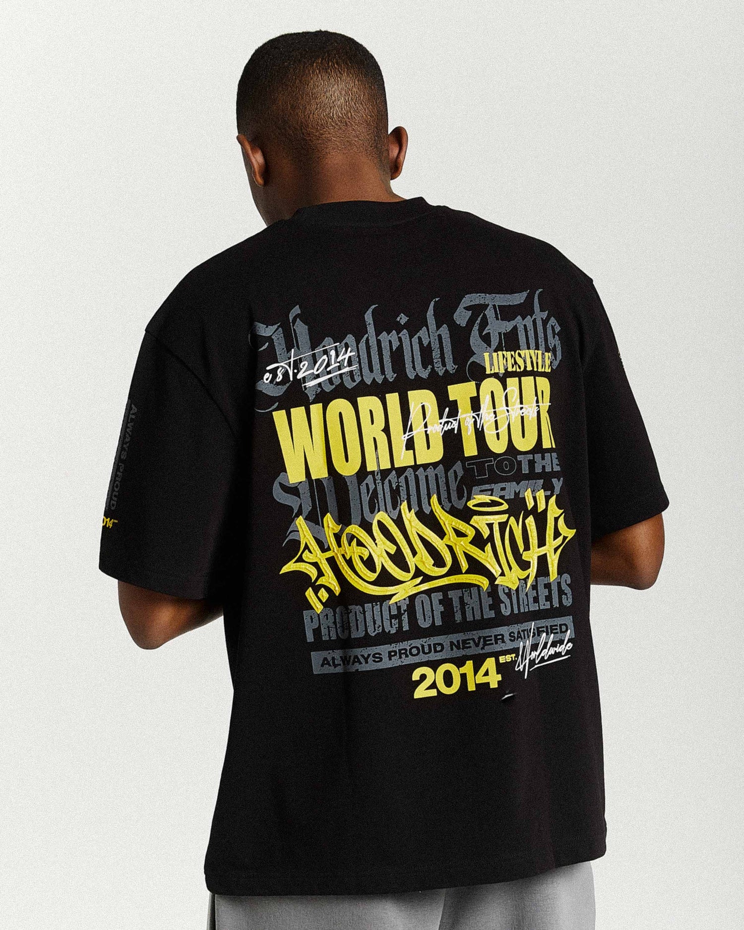Maglietta oversize Stamp Tour - Nero/Grigio/Giallo