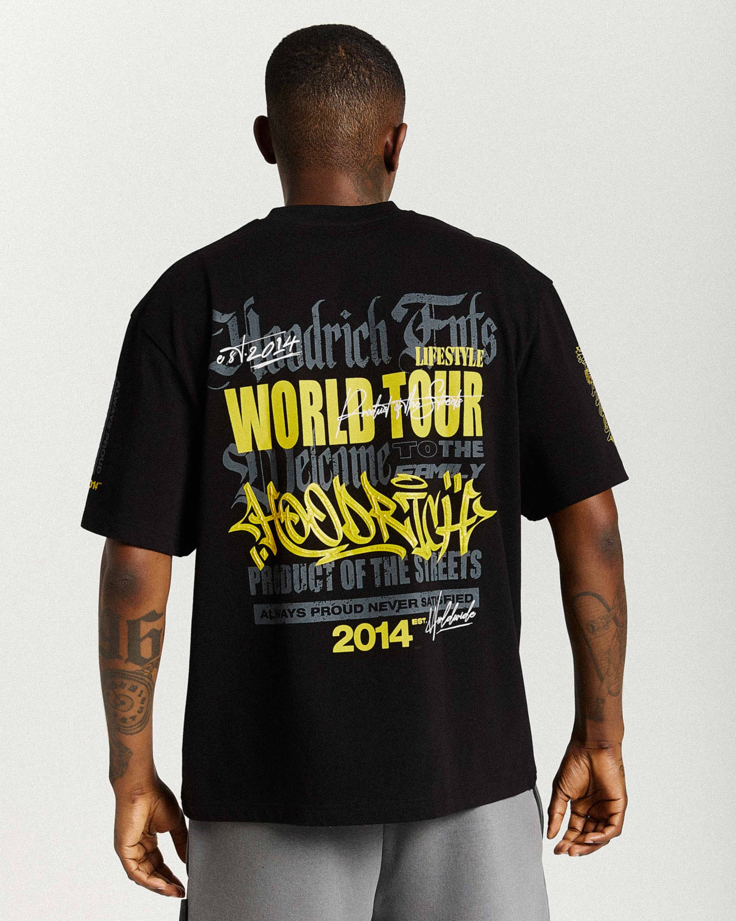 Maglietta oversize Stamp Tour - Nero/Grigio/Giallo