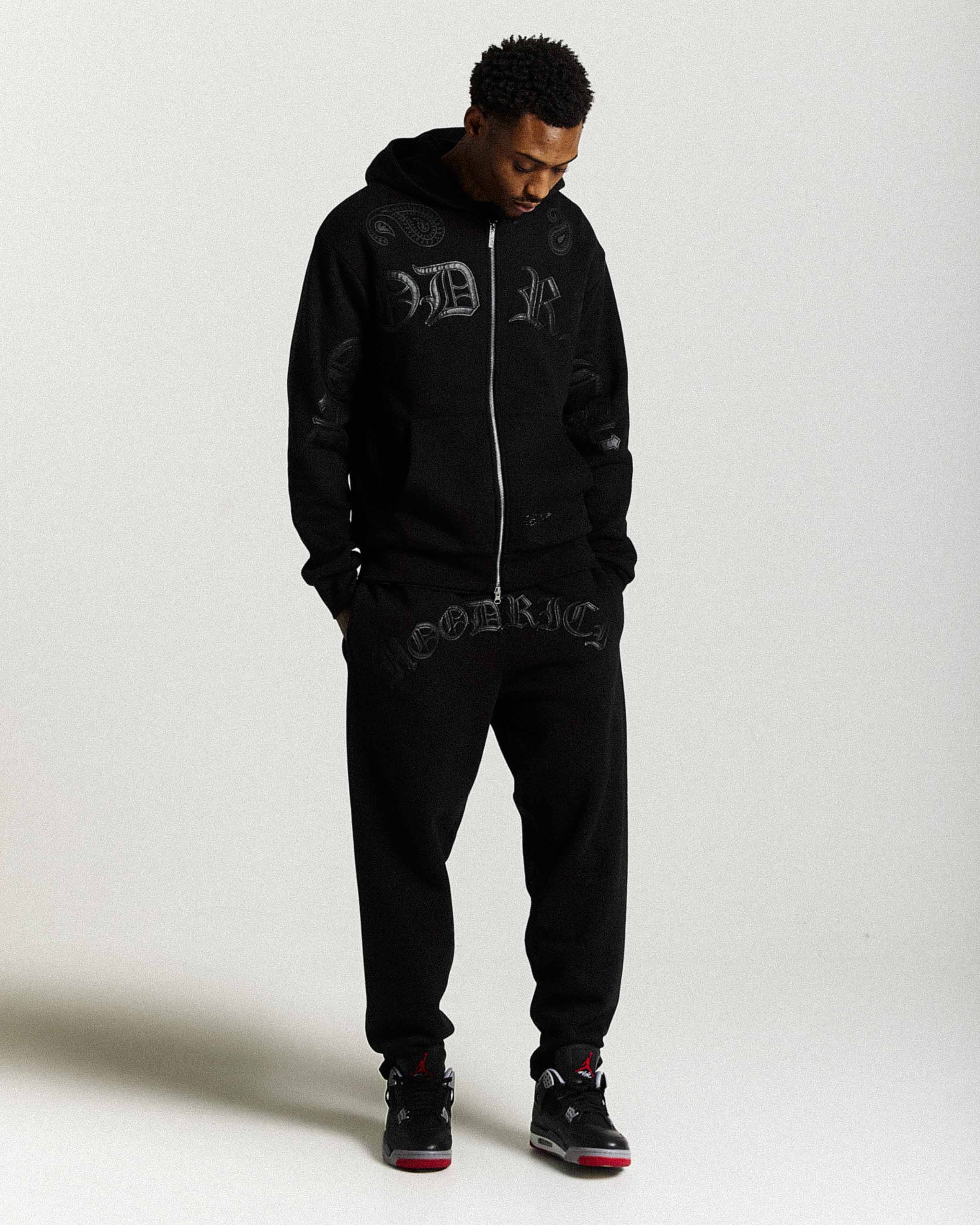 Felpa con cappuccio oversize Inkline con zip - Nera