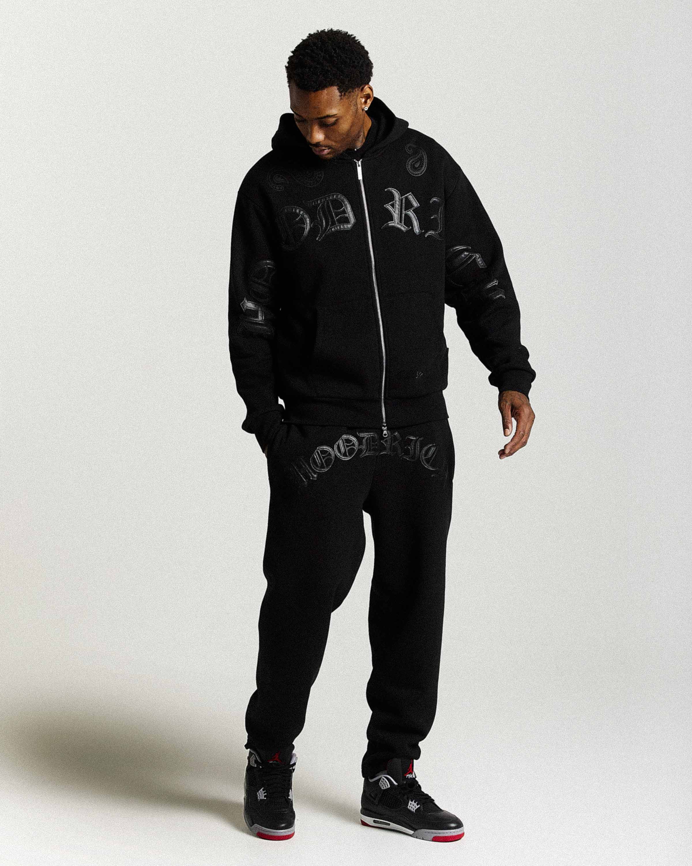 Felpa con cappuccio oversize Inkline con zip - Nera