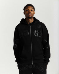 Felpa con cappuccio oversize Inkline con zip - Nera