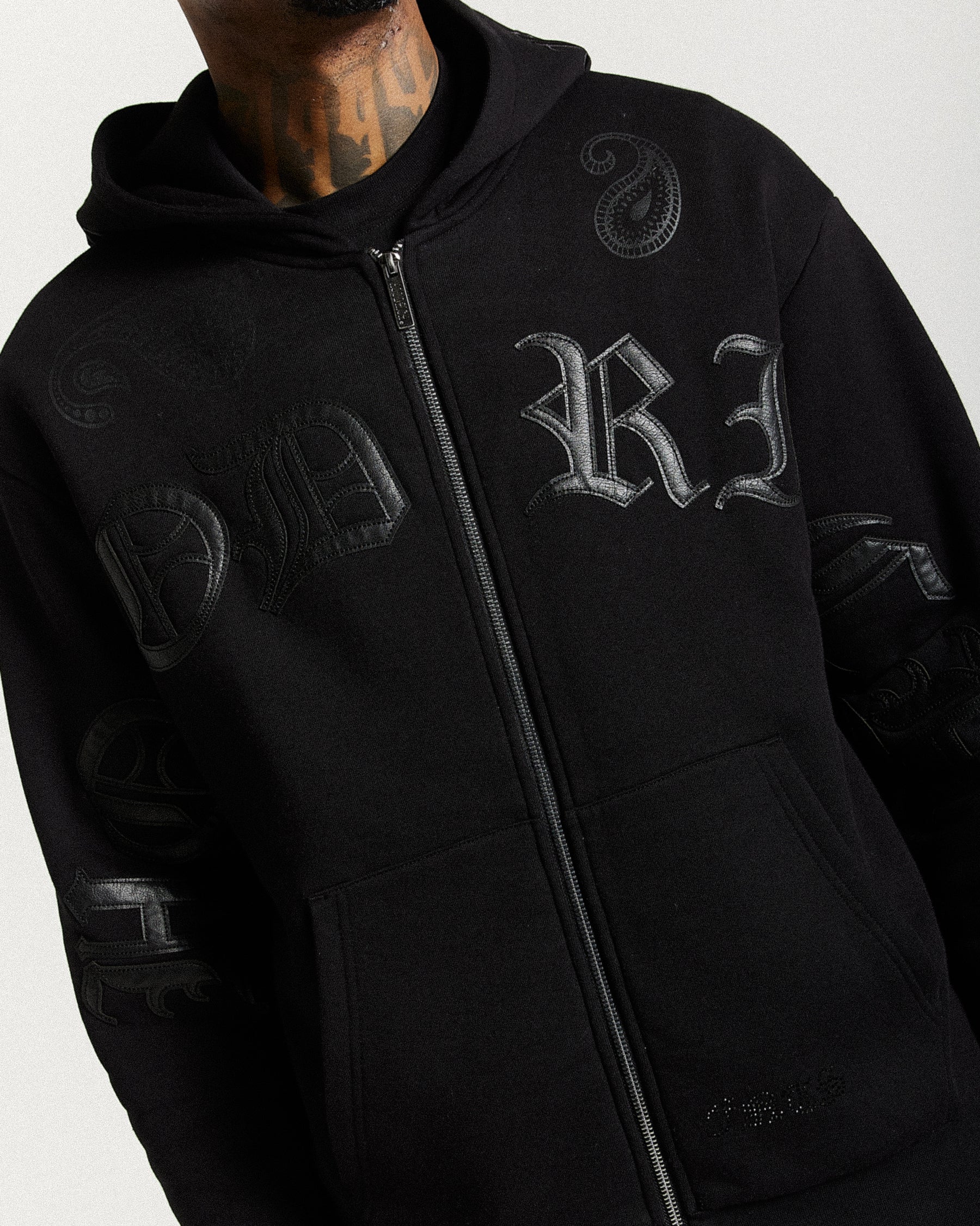 Inkline Oversized Zip Hoodie - Black