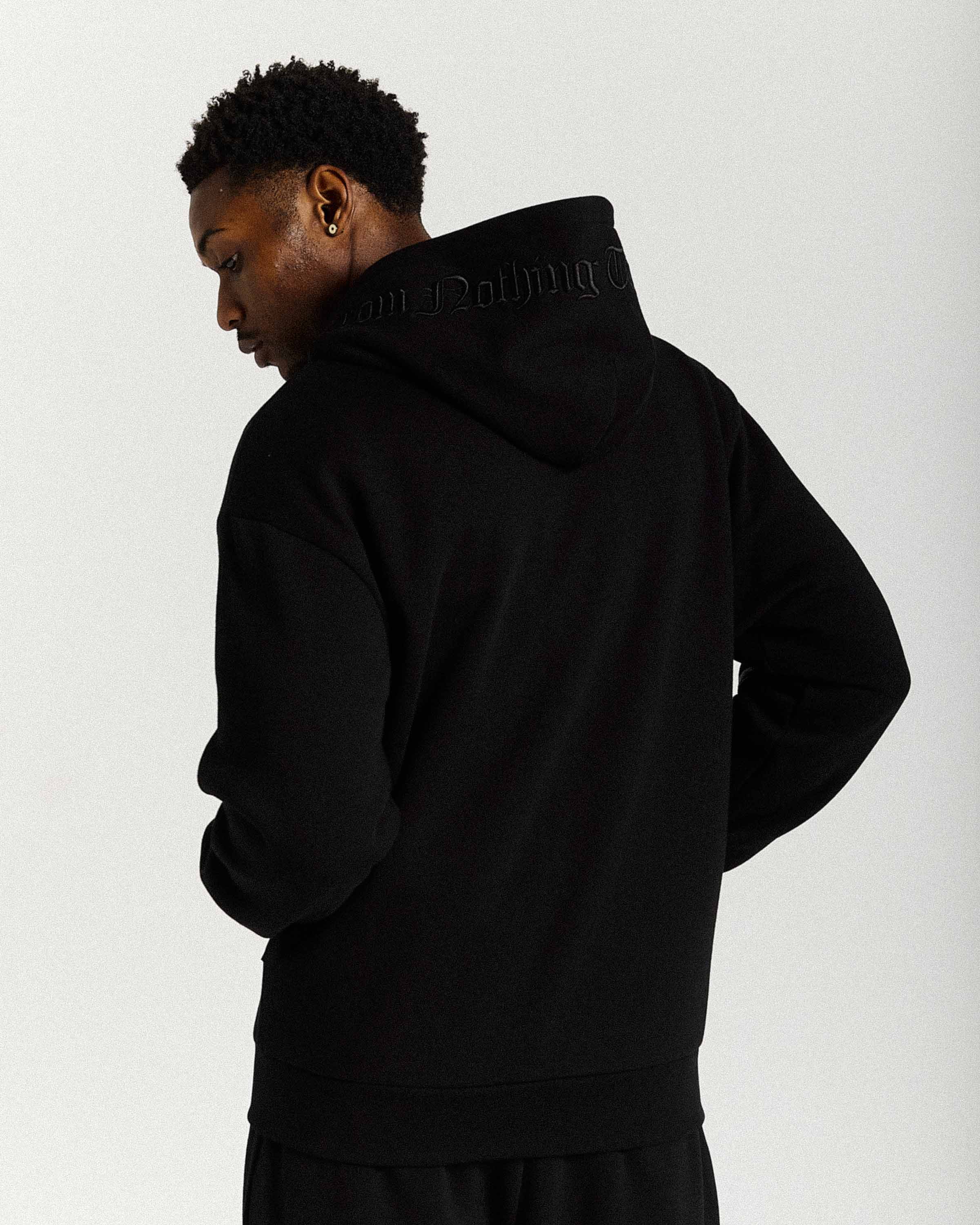 Felpa con cappuccio oversize Inkline con zip - Nera