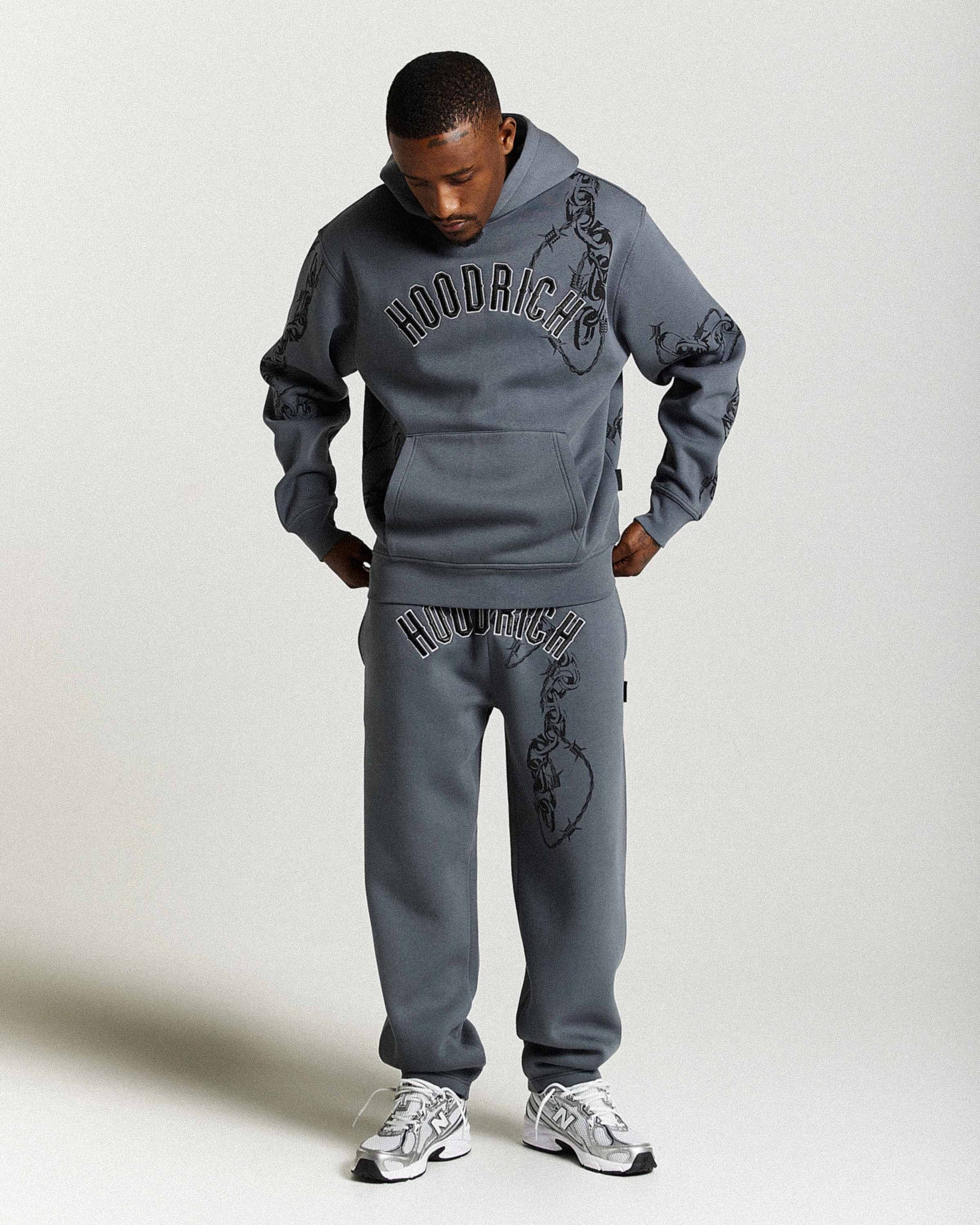 Felpa con cappuccio oversize Guepard - Grigio/Nero/Bianco