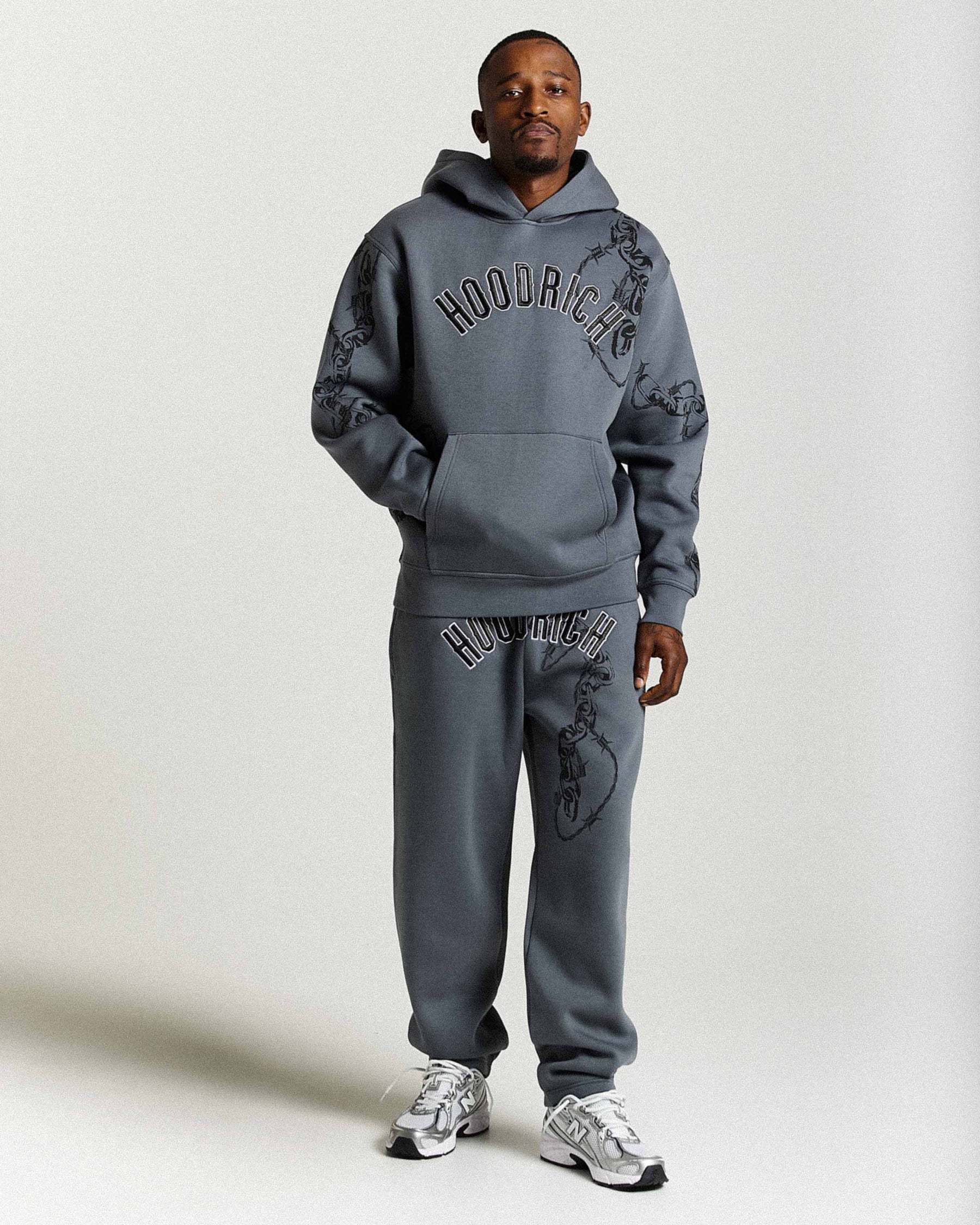 Felpa con cappuccio oversize Guepard - Grigio/Nero/Bianco