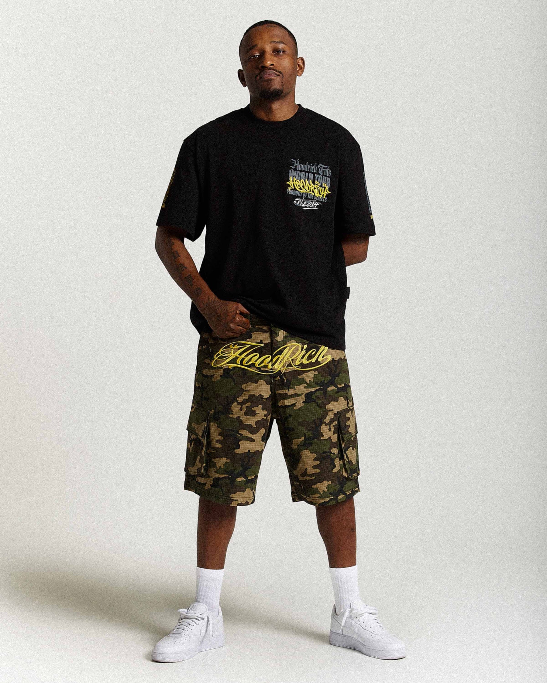 Pantaloncini cargo Dustral - Mimetico/Giallo