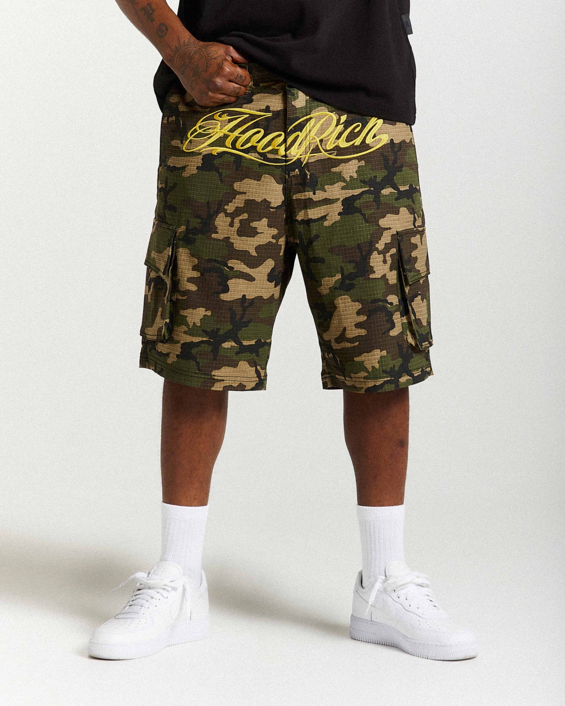 Pantaloncini cargo Dustral - Mimetico/Giallo