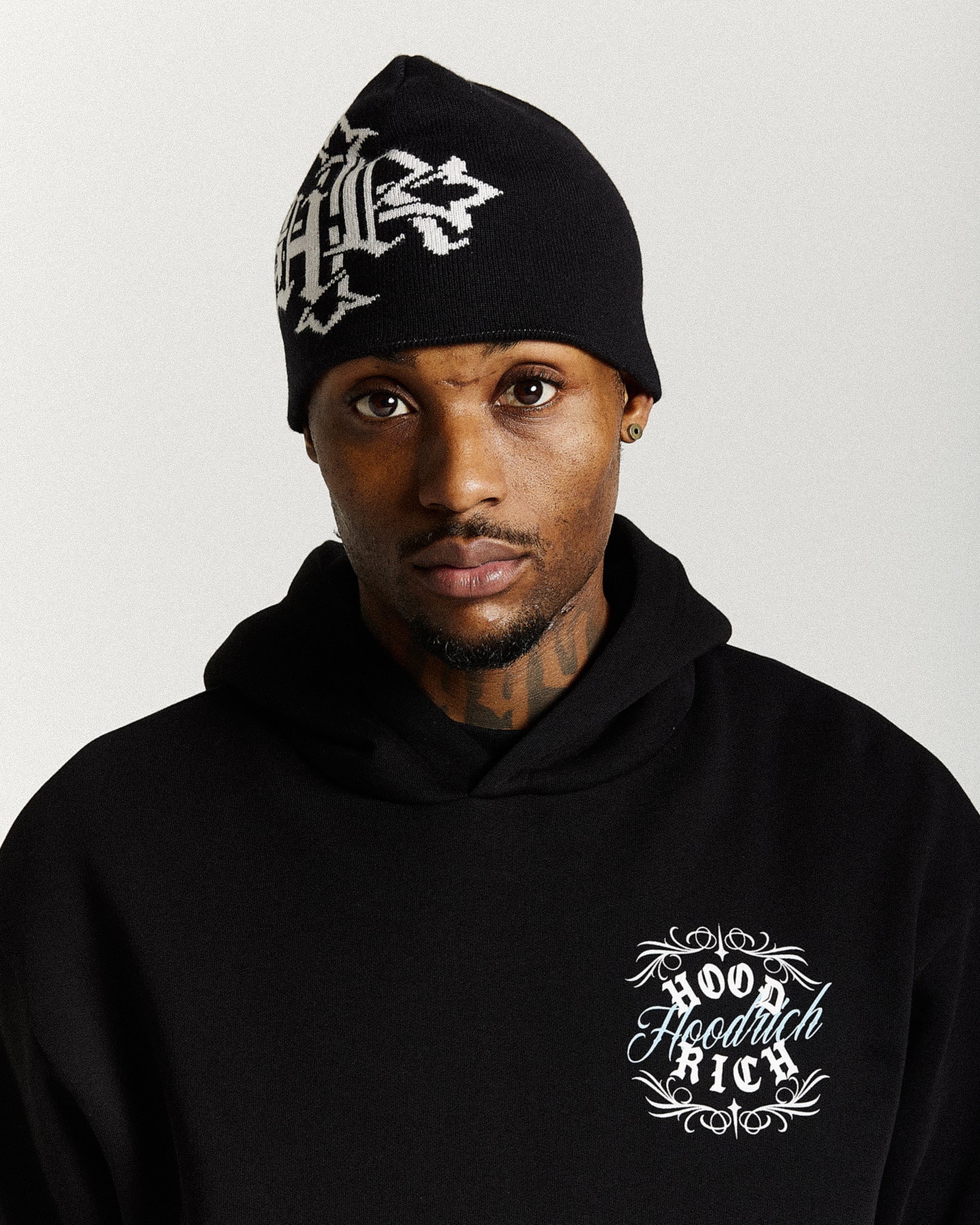 Virtux Skull Knit Beanie - Black/Grey