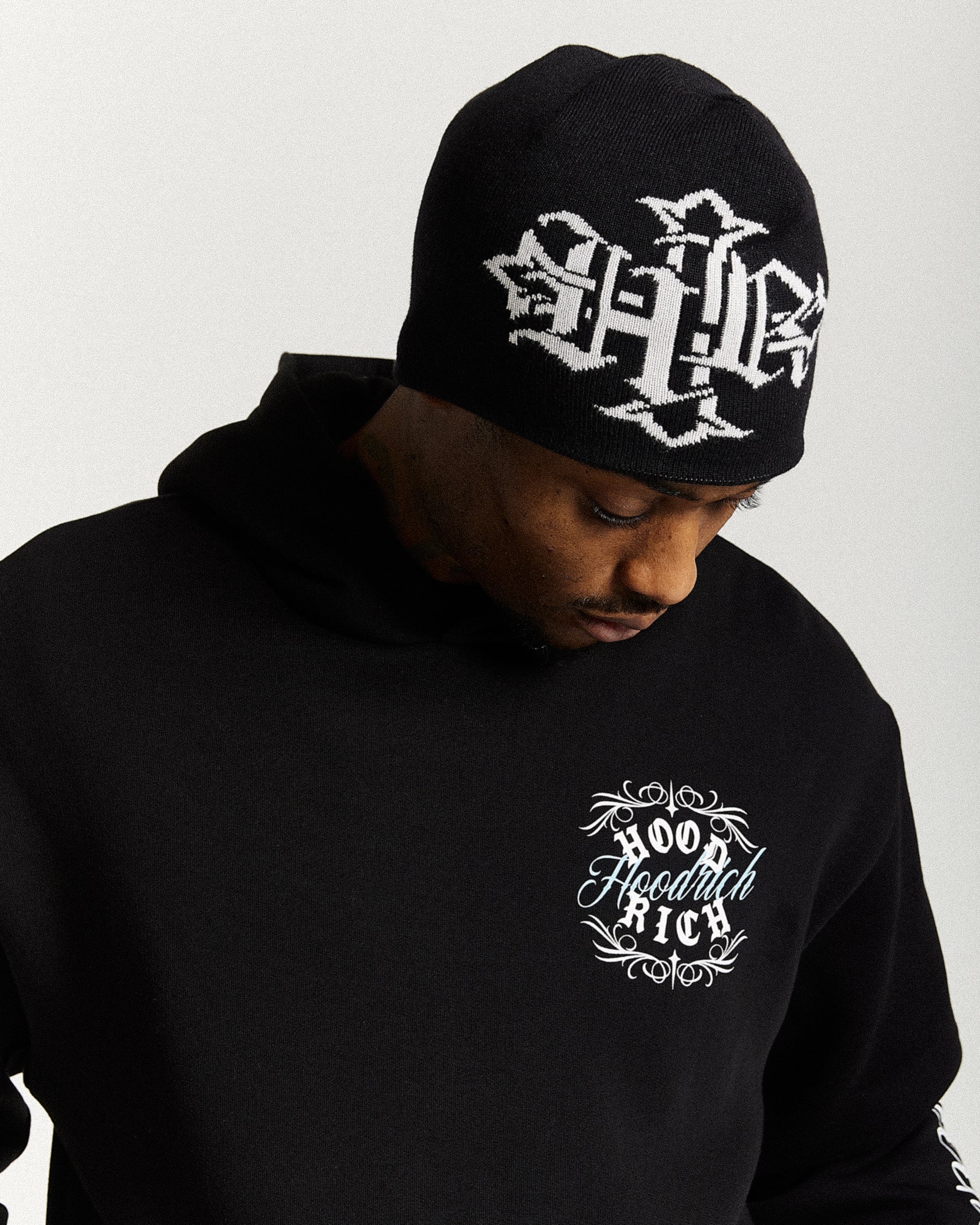 Virtux Skull Knit Beanie - Black/Grey