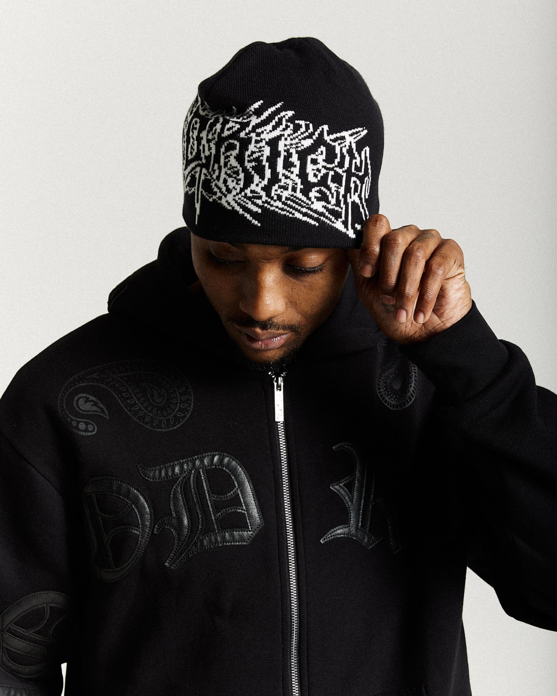 Berretto lavorato a maglia Spectral Fitted - Nero/Bianco