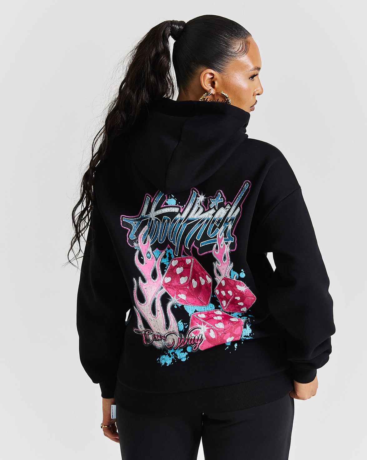Erupt Oversized Hoodie - Black/Pinks