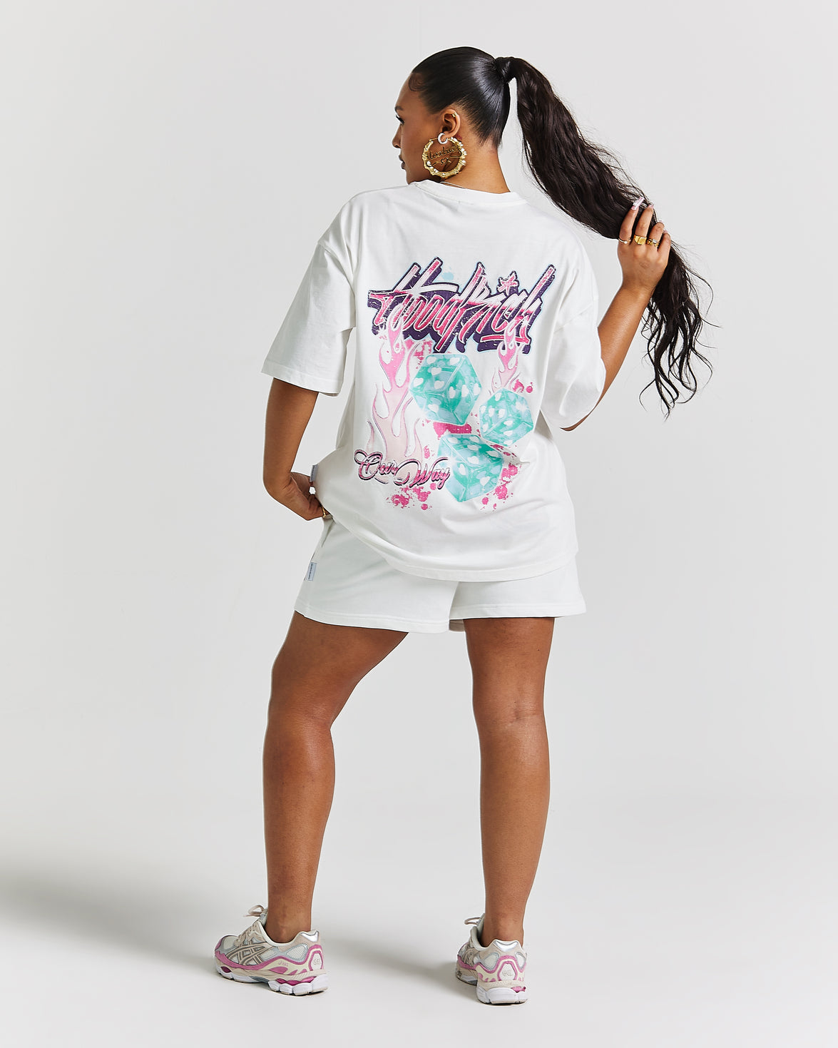 Erupt Oversized T-Shirt - White/Pinks