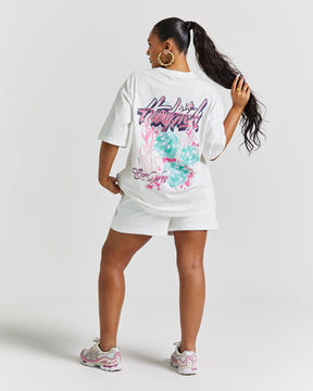 Erupt Oversized T-Shirt - White/Pinks