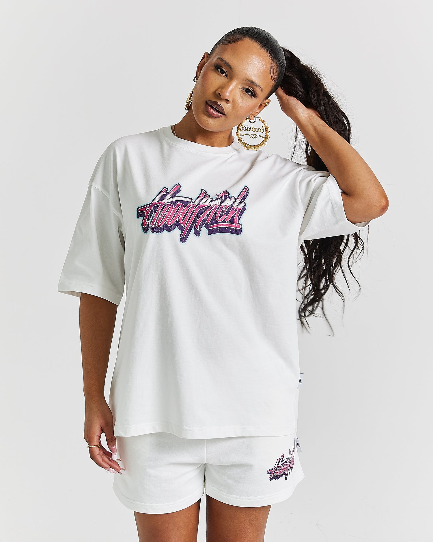 Erupt Oversized T-Shirt - White/Pinks